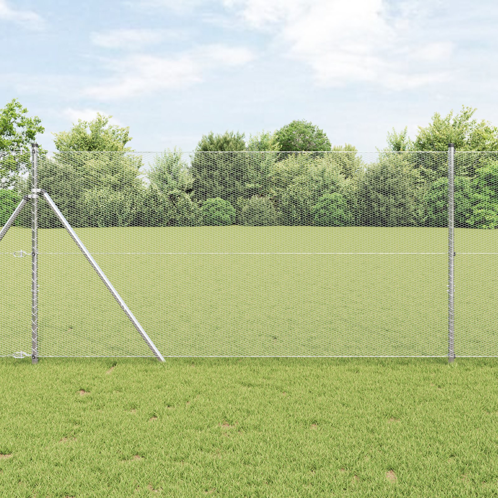 Sechseckzaun Silber Verzinkter Stahl 10 x 1.4 m Sechseckzaun Silber Verzinkter Stahl 10 x 1.4 m