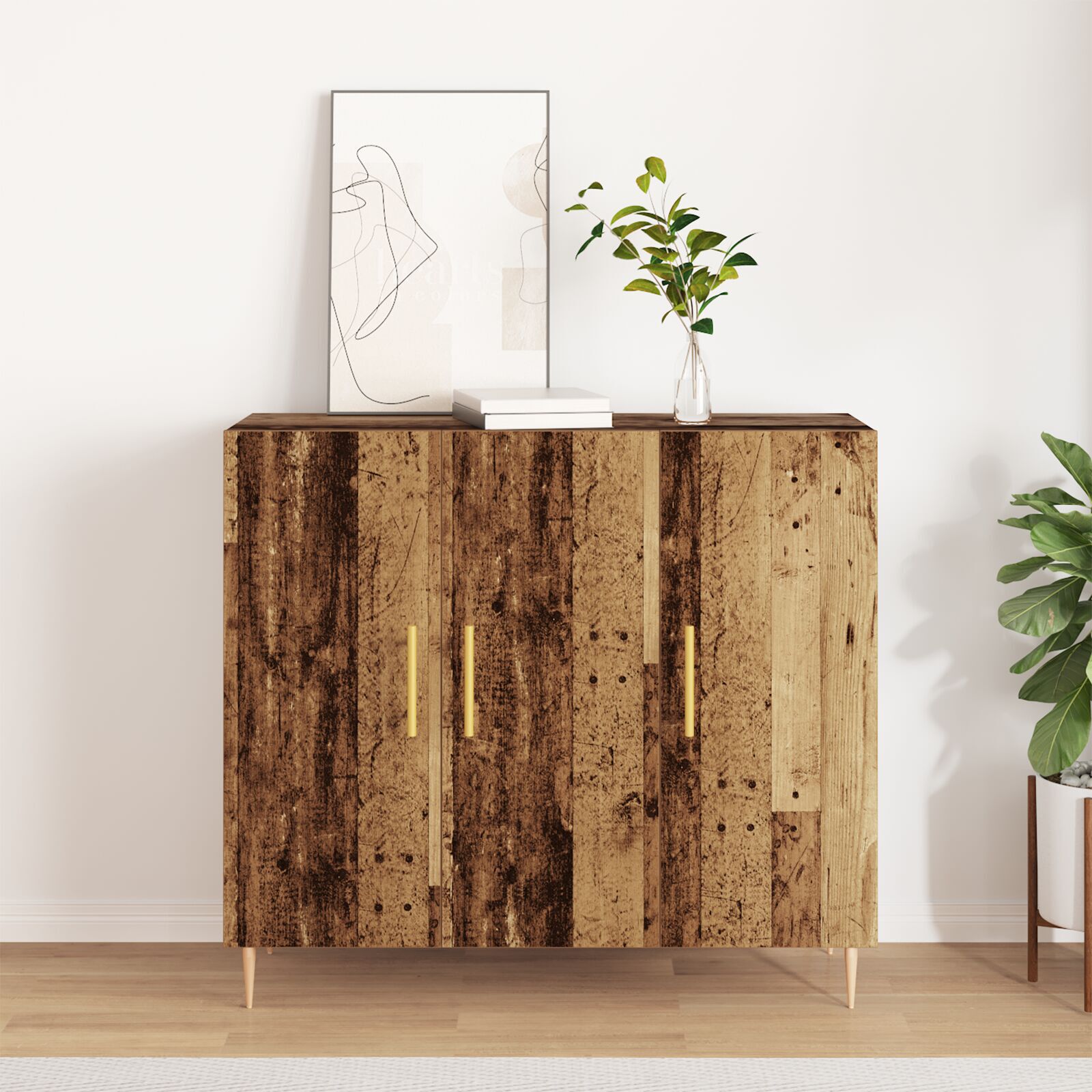 Sideboard aus Altholz, 90x34x80 cm, aus Rahmenholz gefertigt