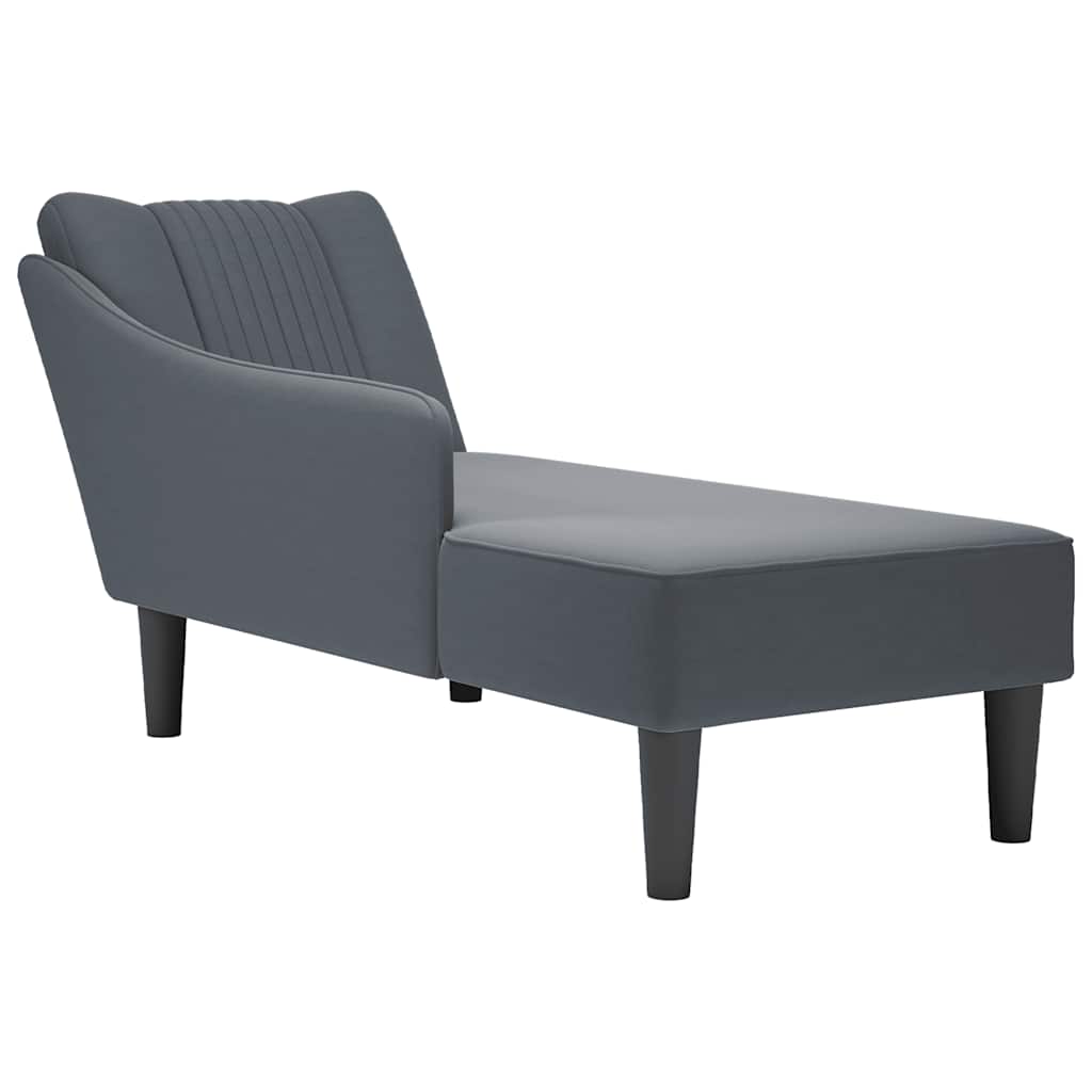 Chaiselongue mit Rechter Armlehne Dunkelgrau Samt Chaiselongue mit Rechter Armlehne Dunkelgrau Samt