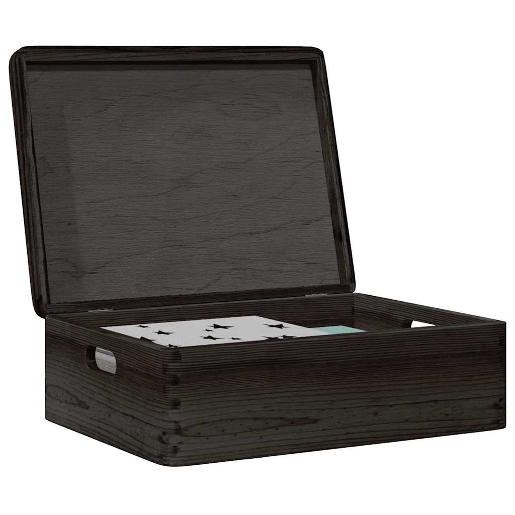 Holzkiste mit Deckel und Griffen Schwarz 40x30x13 cm Massivholz Holzkiste mit Deckel und Griffen Schwarz 40x30x13 cm Massivholz