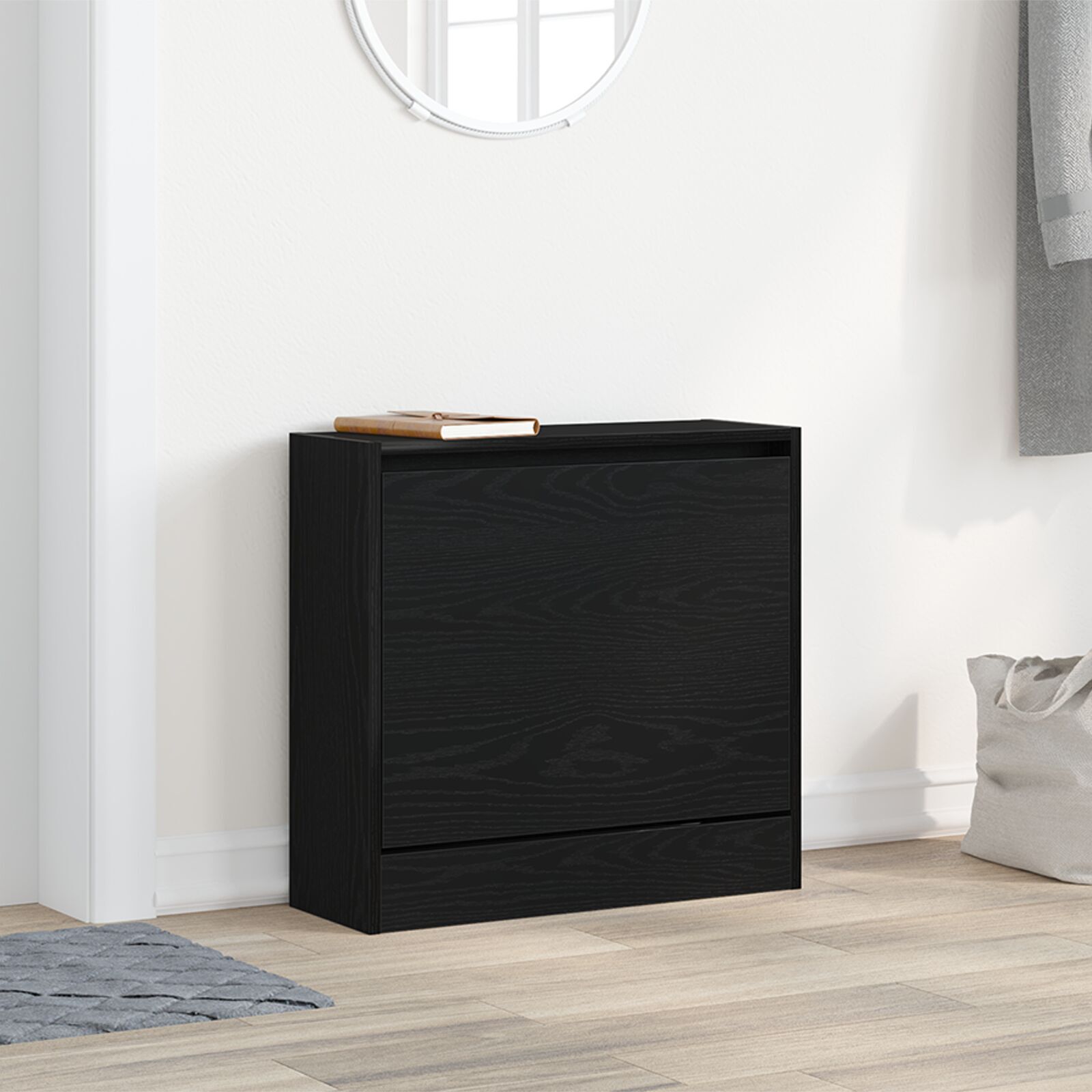Schuhschrank Schwarz Eiche 60x21x57 cm aus Holzwerkstoff Schuhschrank Schwarz Eiche 60x21x57 cm aus Holzwerkstoff