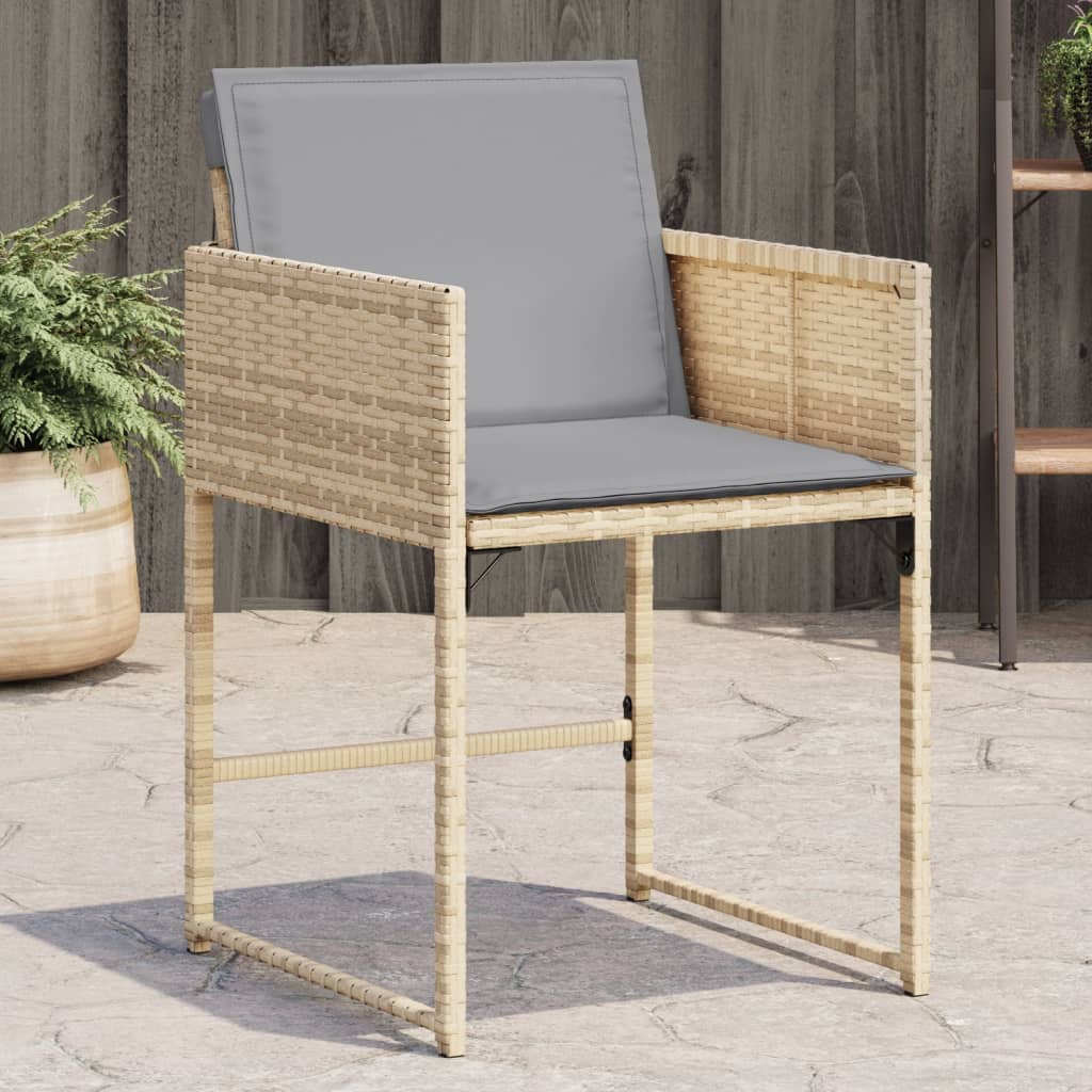 Gartenstühle mit Kissen 4 Stk. Beigemischung Poly Rattan Gartenstühle mit Kissen 4 Stk. Beigemischung Poly Rattan