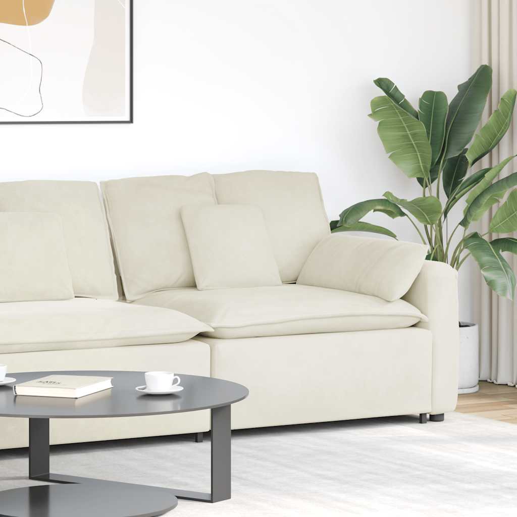 Modulares Sofa Endmodul mit Armlehne Kissen Creme 100 cm Modulares Sofa Endmodul mit Armlehne Kissen Creme 100 cm