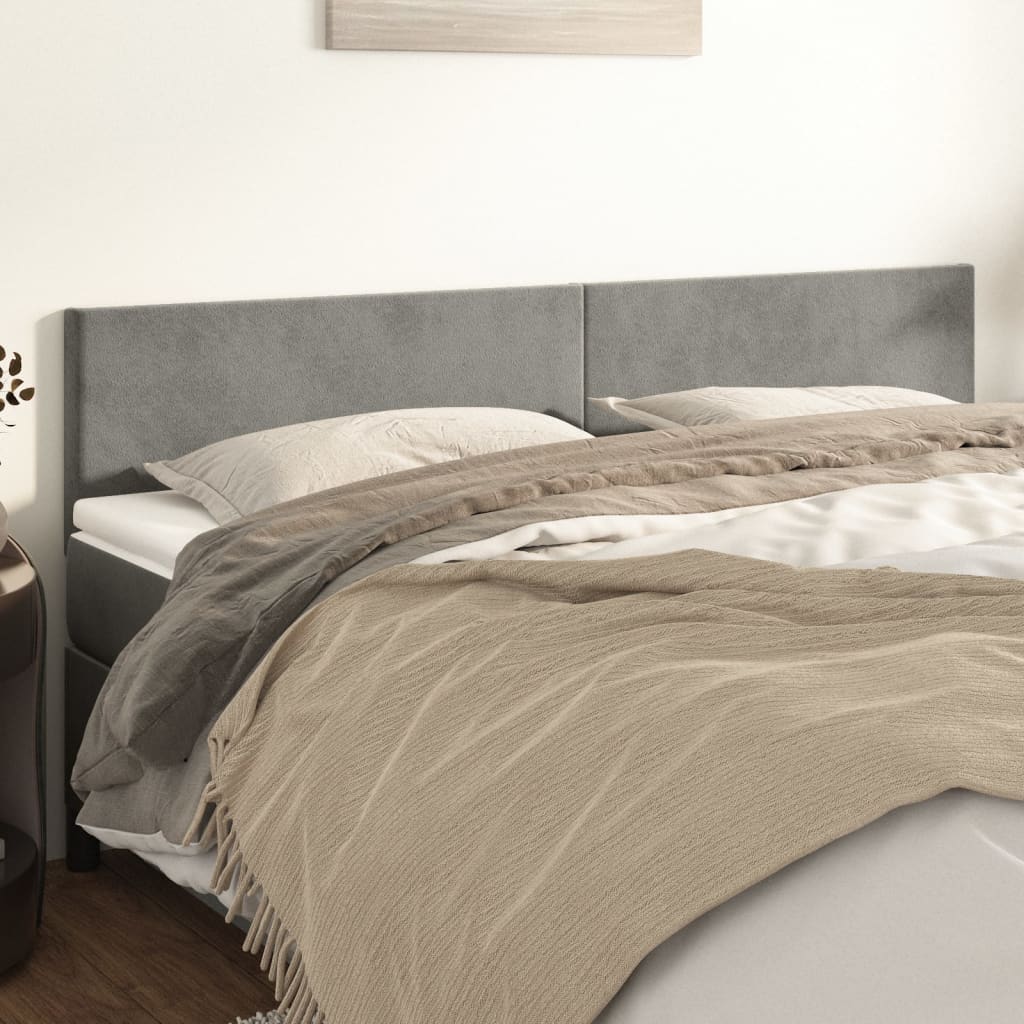 Kopfteile 2 Stk. Hellgrau 100x5x78/88 cm Samt Kopfteile 2 Stk. Hellgrau 100x5x78/88 cm Samt