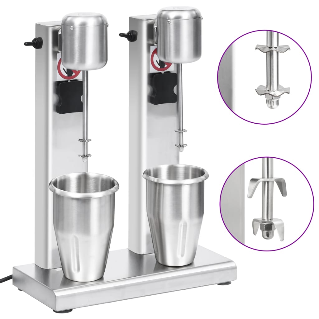 Milchshake-Mixer mit zwei Bechern Edelstahl 2 L Milchshake-Mixer mit zwei Bechern Edelstahl 2 L