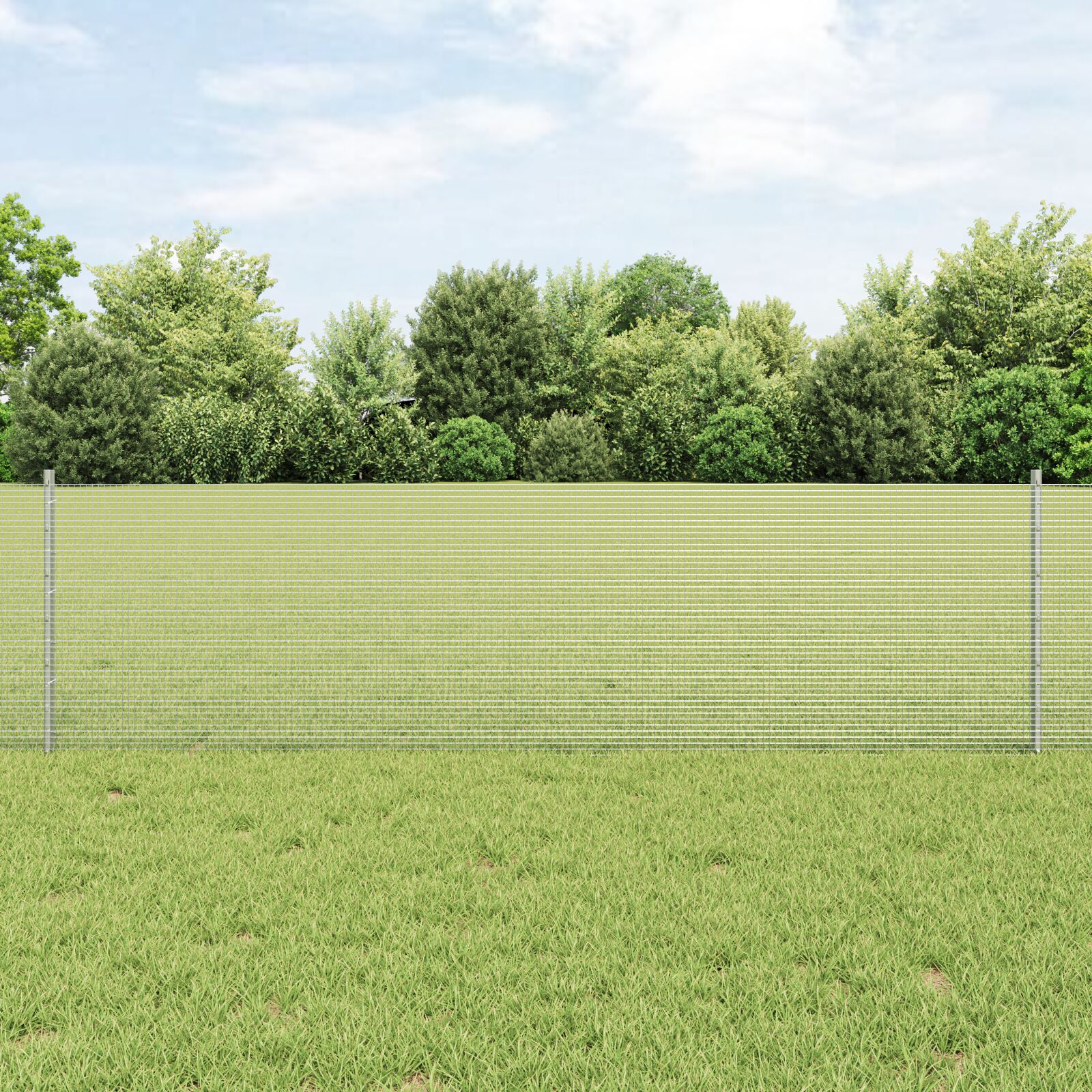 Verzinkter Drahtzaun mit 11 U-Pfosten Silber 0,6x25 m Stahl