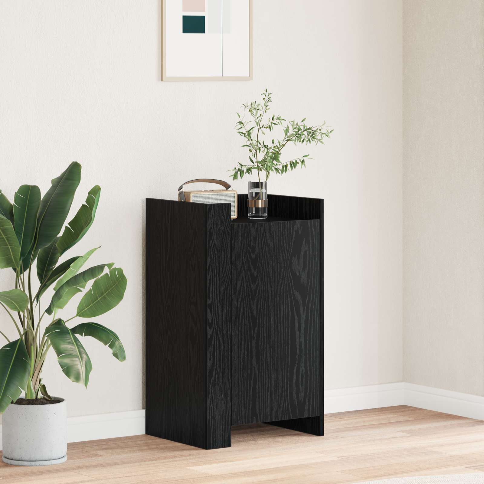 Sideboard Schwarz-Eiche 45x35x75 cm Holzwerkstoff