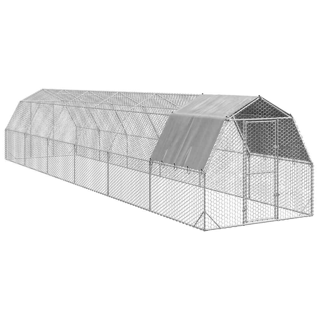 Hühnerstall mit Dach 2,5x12x2,25 m Verzinkter Stahl