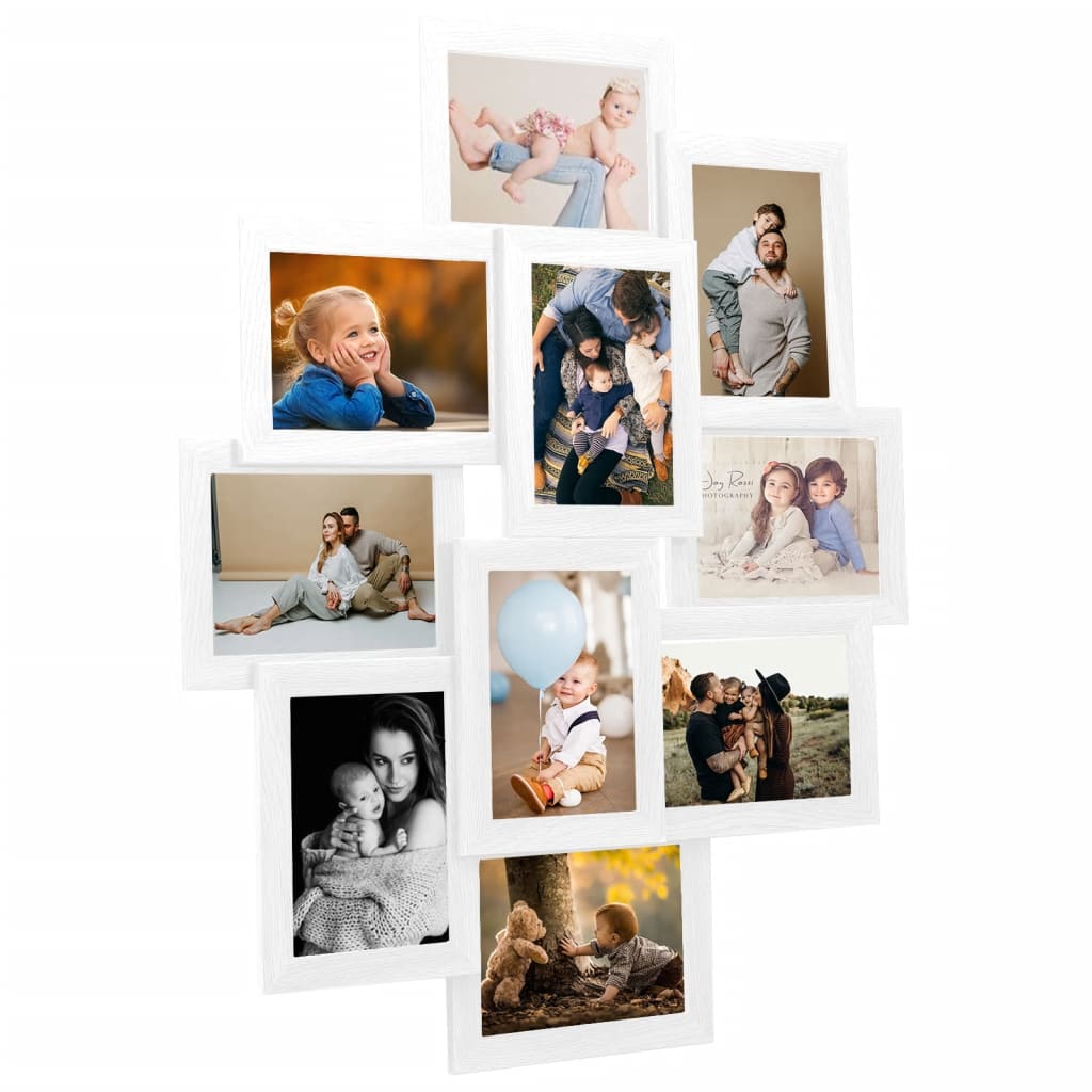 Collage Bilderrahmen für 10x(10x15 cm) Fotos Weiß MDF Collage Bilderrahmen für 10x(10x15 cm) Fotos Weiß MDF
