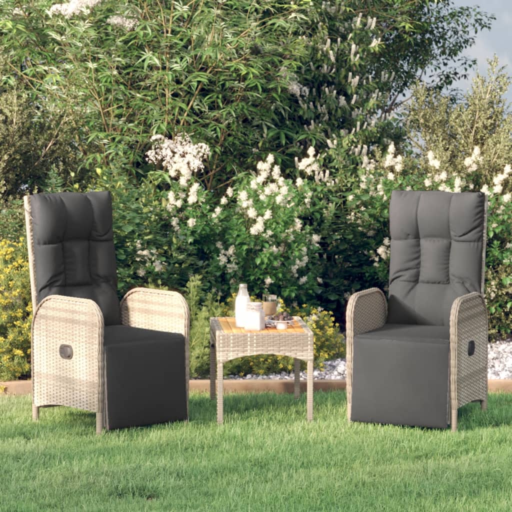 Garten-Relaxsessel mit Kissen 2 Stk. Poly Rattan Grau Garten-Relaxsessel mit Kissen 2 Stk. Poly Rattan Grau