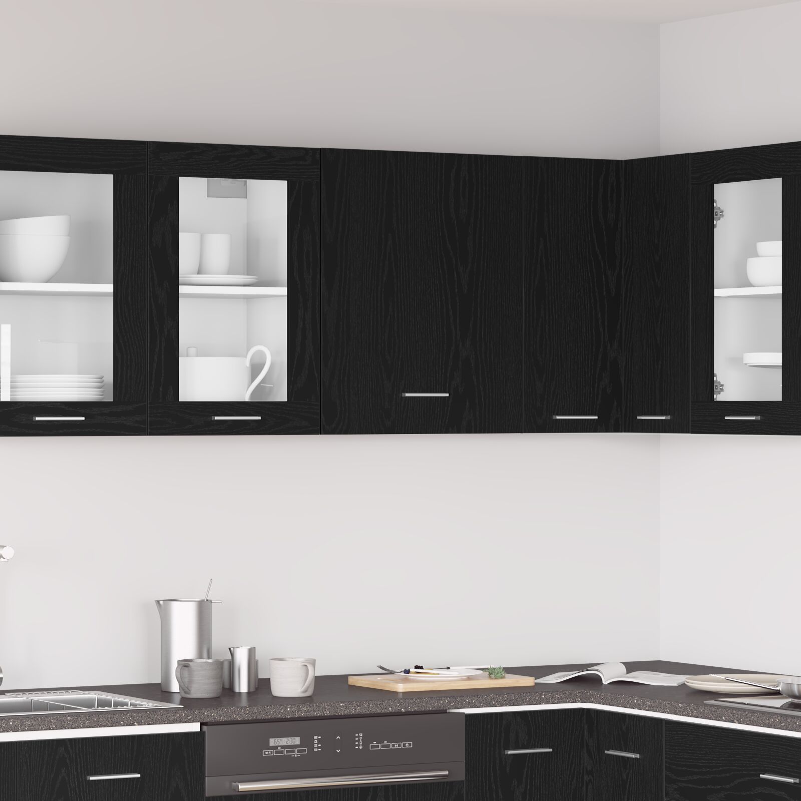 vidaXL Schwarzer Eichenhängeschrank 50x31x60 cm Aus Holzwerkstoff vidaXL Schwarzer Eichenhängeschrank 50x31x60 cm Aus Holzwerkstoff