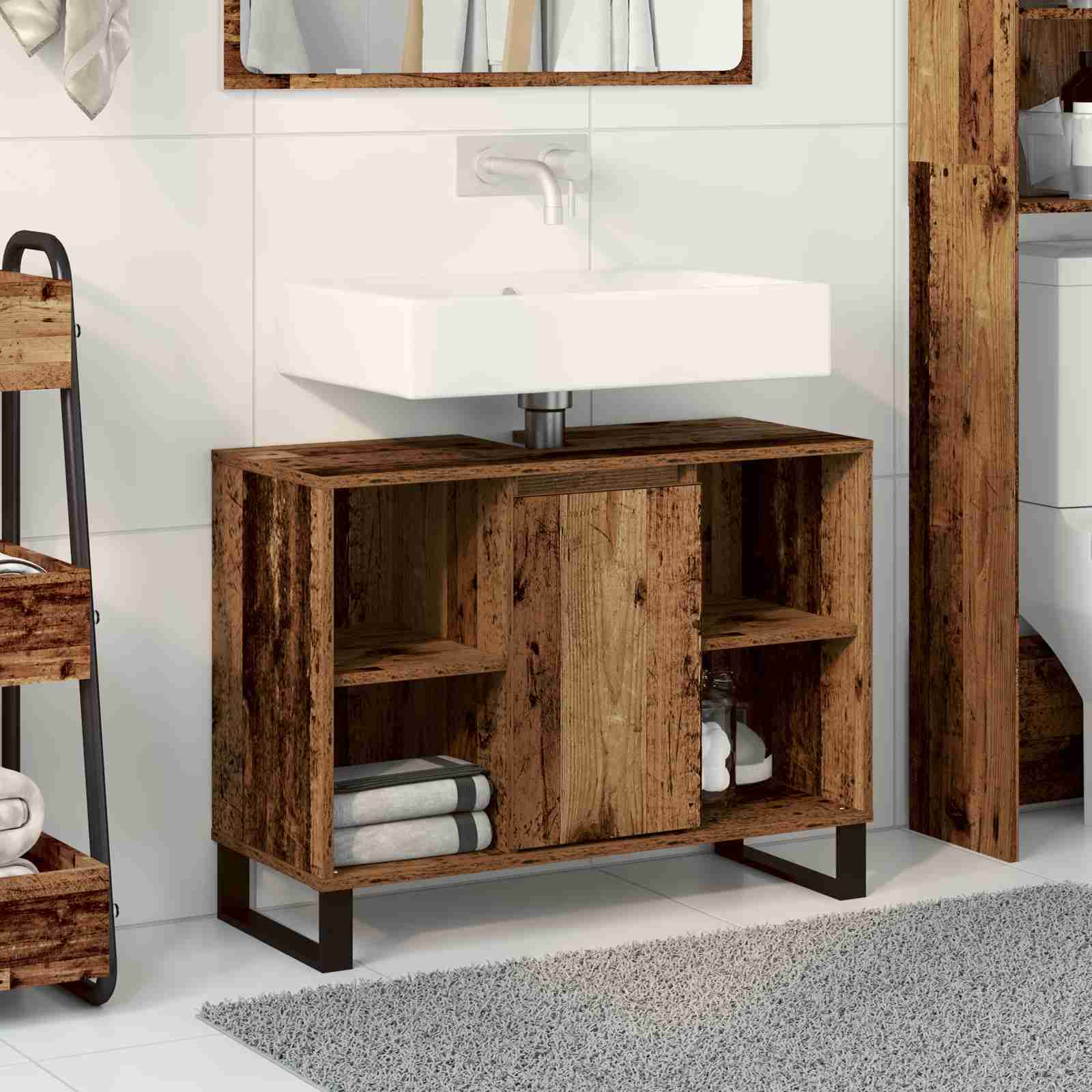 Badezimmer-Waschtisch Altes Holz Spanplatte Mittel Badezimmer-Waschtisch Altes Holz Spanplatte Mittel