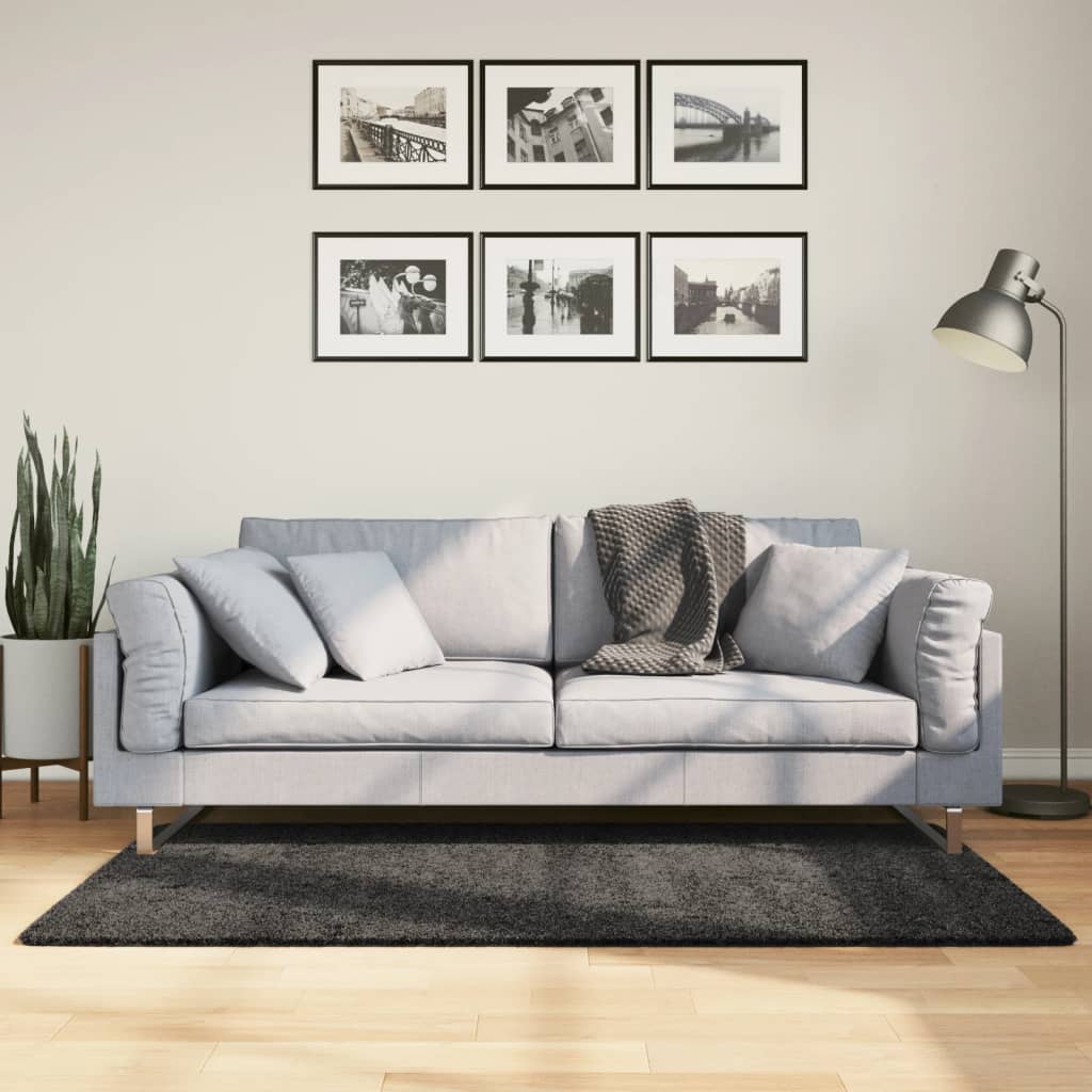 Teppich Shaggy Hochflor Modern Anthrazit 80x150 cm Teppich Shaggy Hochflor Modern Anthrazit 80x150 cm