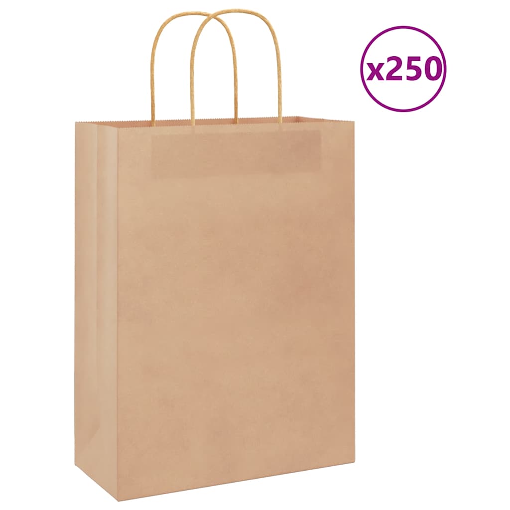 Papiertragetaschen 250 Stk. mit Henkeln Braun 26x12x35 cm Papiertragetaschen 250 Stk. mit Henkeln Braun 26x12x35 cm