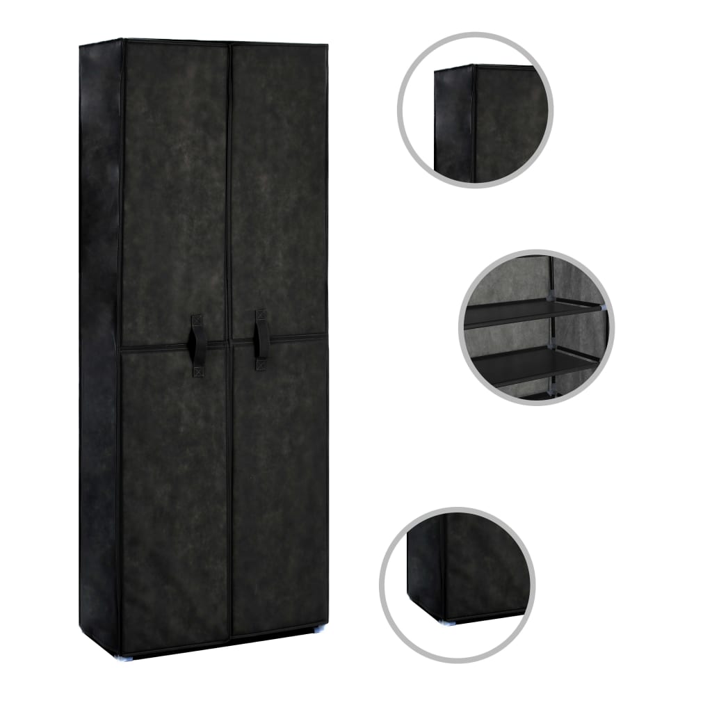 Schuhschrank Schwarz 60x30x166 cm Stoff Schuhschrank Schwarz 60x30x166 cm Stoff