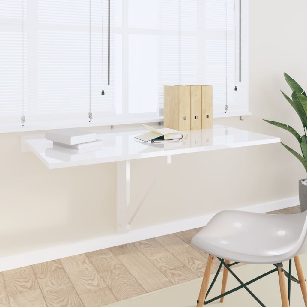 Wand-Klapptisch Hochglanz-Weiß 100x60x56 cm Holzwerkstoff Wand-Klapptisch Hochglanz-Weiß 100x60x56 cm Holzwerkstoff
