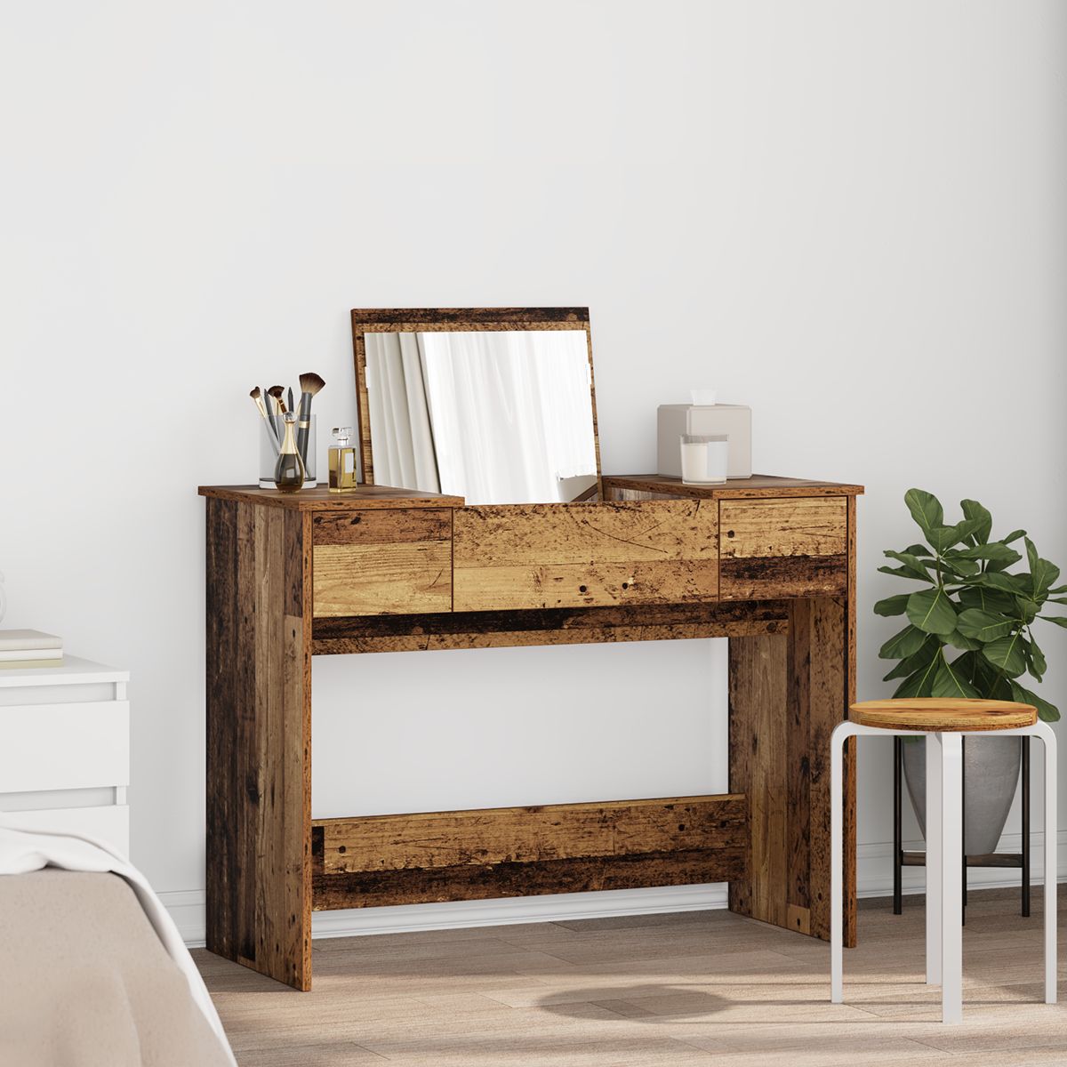 Schminktisch mit Spiegel Altholz 100x45x76 cm Schminktisch mit Spiegel Altholz 100x45x76 cm