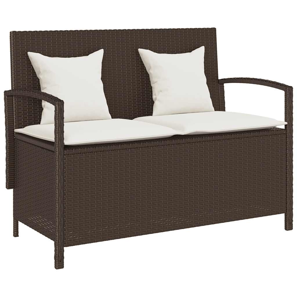 Gartenbank mit Stauraum und Kissen Braun Poly Rattan Gartenbank mit Stauraum und Kissen Braun Poly Rattan