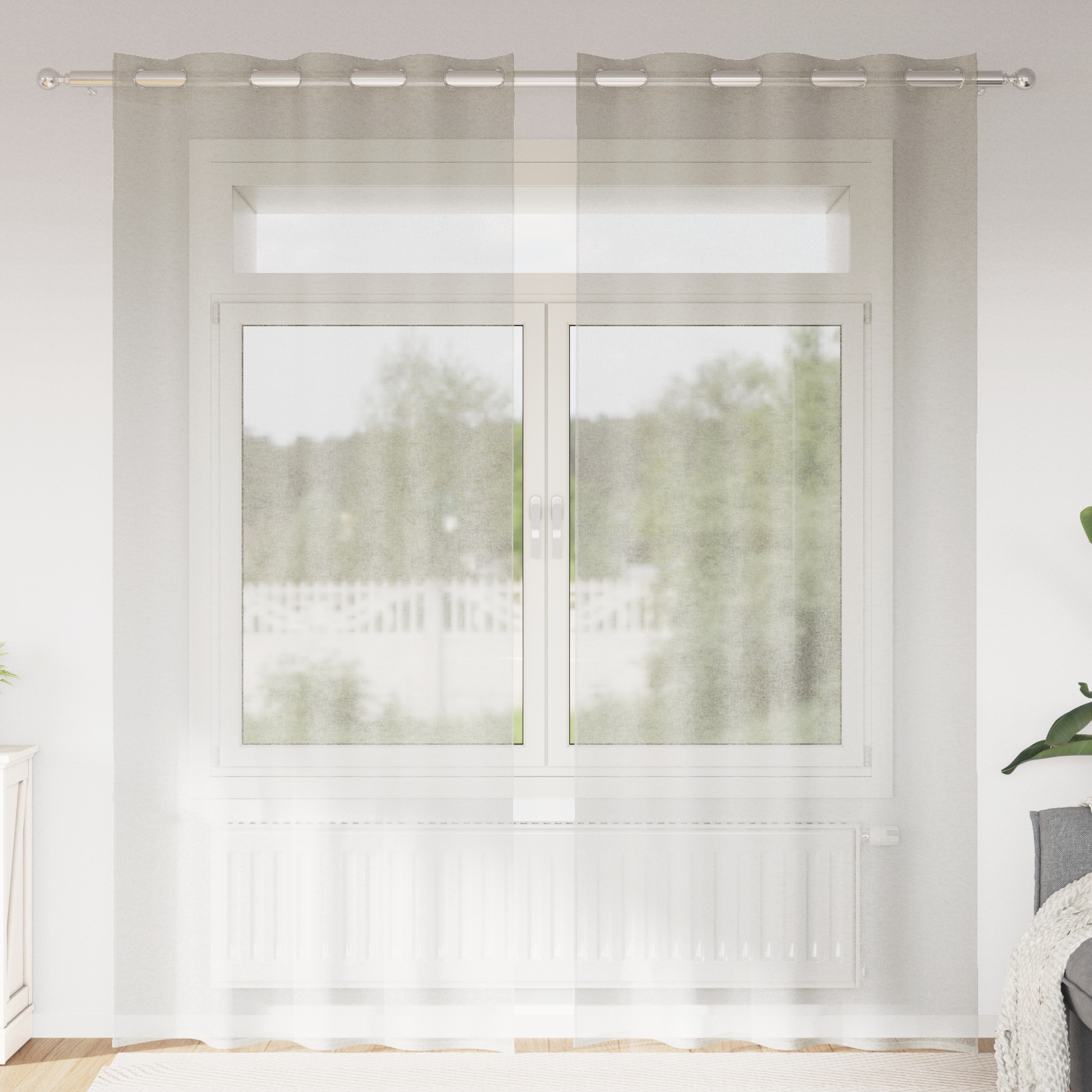 Vorhänge mit Vorhängen 2 pcs Cremefarben 140 x 225 cm Polyester