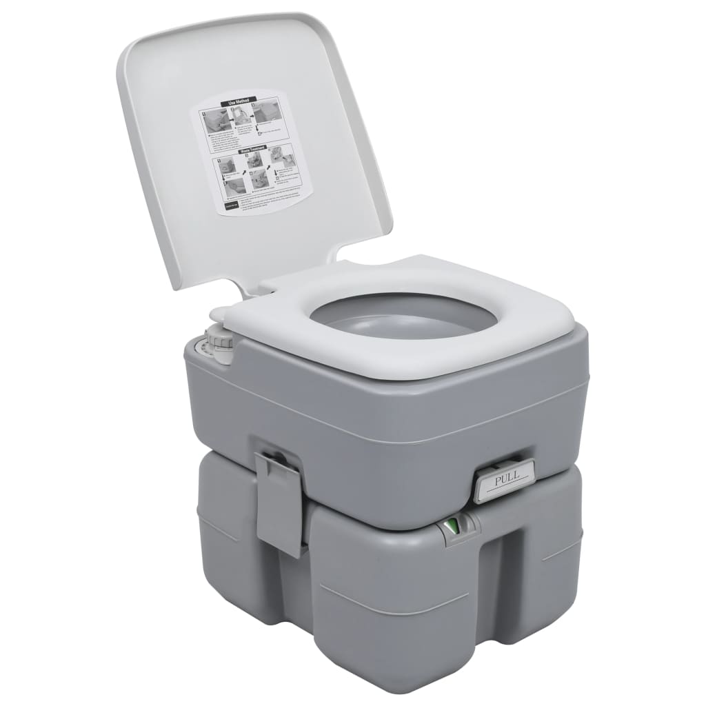 Tragbare Campingtoilette Grau 20+10 L Tragbare Campingtoilette Grau 20+10 L