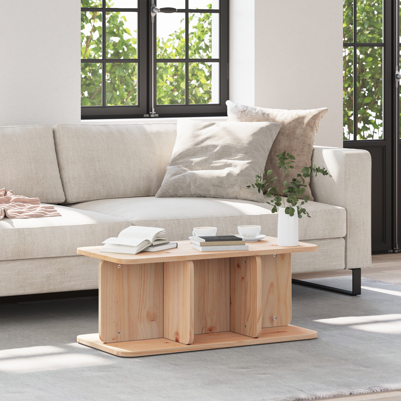 Couchtisch Natürlich 80 x 39,5 x 33,5 cm Massivkiefer Couchtisch Natürlich 80 x 39,5 x 33,5 cm Massivkiefer