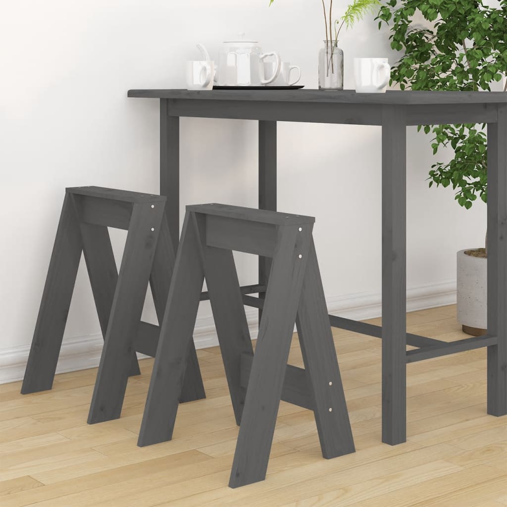 Hocker 2 Stk. Grau 40x40x60 cm Massivholz Kiefer Hocker 2 Stk. Grau 40x40x60 cm Massivholz Kiefer