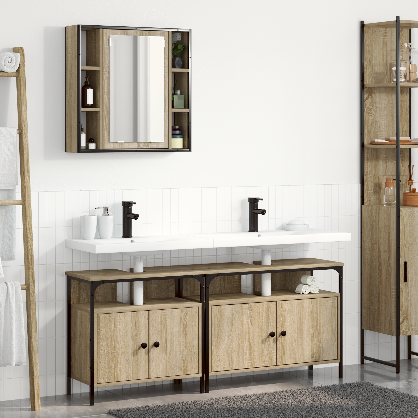 Badezimmerschrankset 3 pcs Sonoma Eiche 80 x 30 x 60 cm
