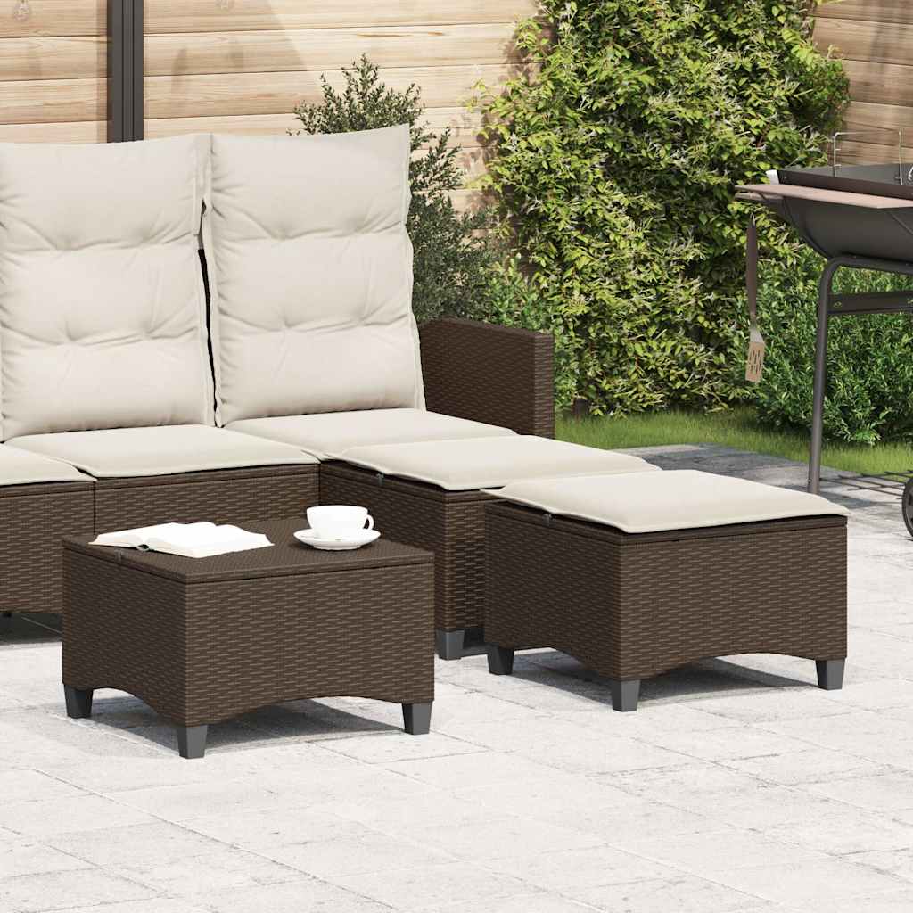 Gartenhocker mit Kissen 2 Stk. Braun 55x55x36 cm Poly Rattan Gartenhocker mit Kissen 2 Stk. Braun 55x55x36 cm Poly Rattan
