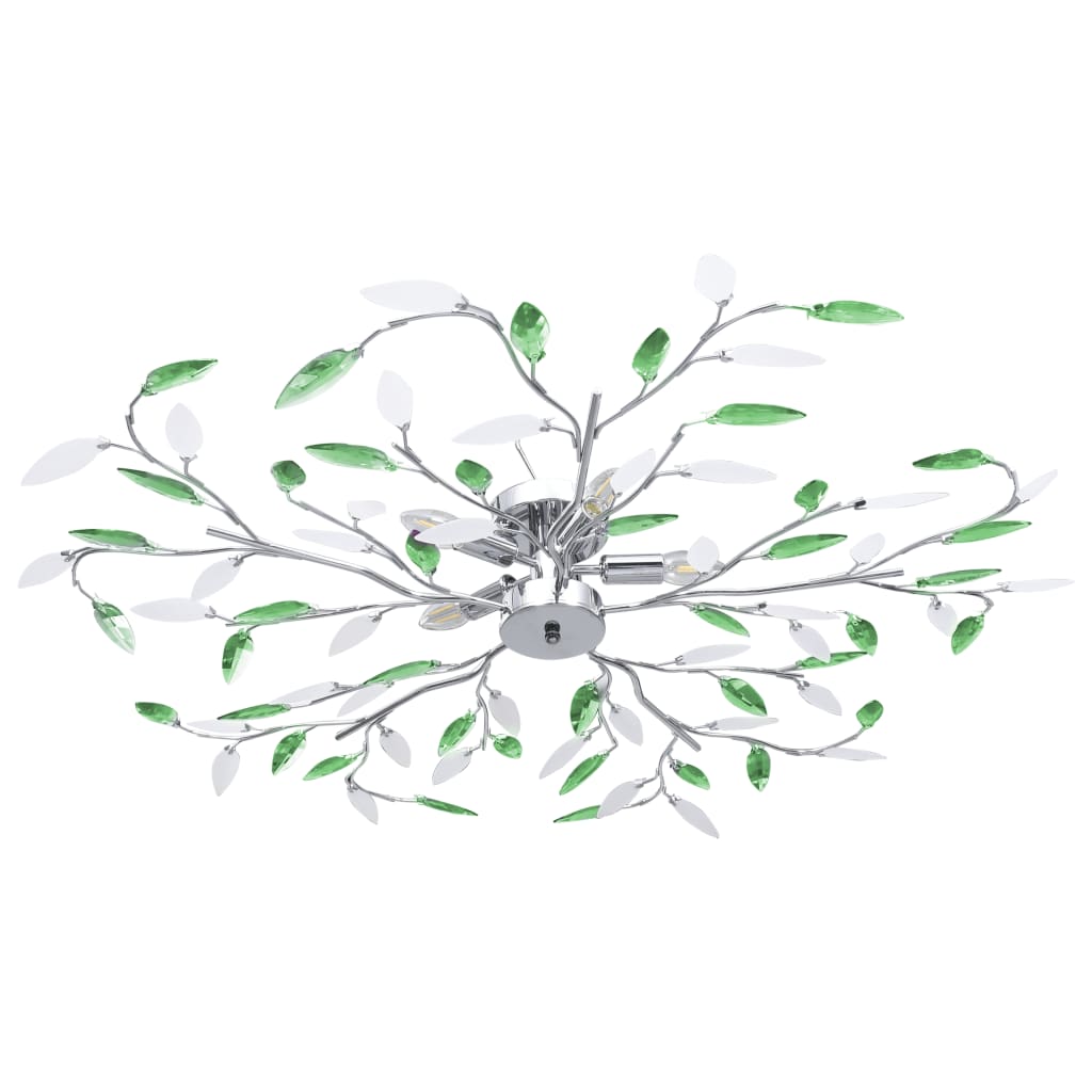 Deckenleuchte mit Acrylglas-Blätter für 5 x E14-Lampen Grün Deckenleuchte mit Acrylglas-Blätter für 5 x E14-Lampen Grün