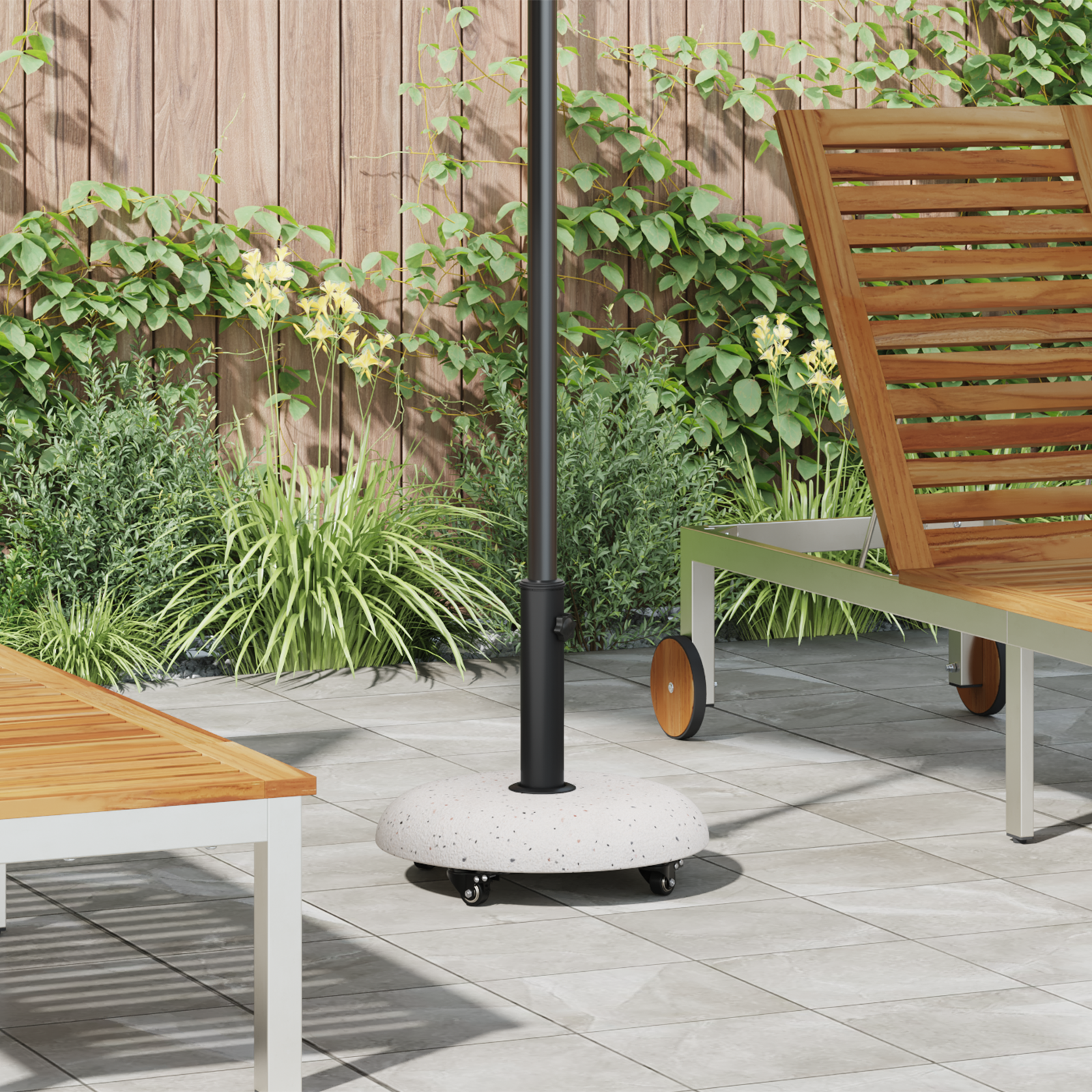 Wagenparasol-Basis für 37/42/52/58mm Stäbe in Weiß Beton Wagenparasol-Basis für 37/42/52/58mm Stäbe in Weiß Beton