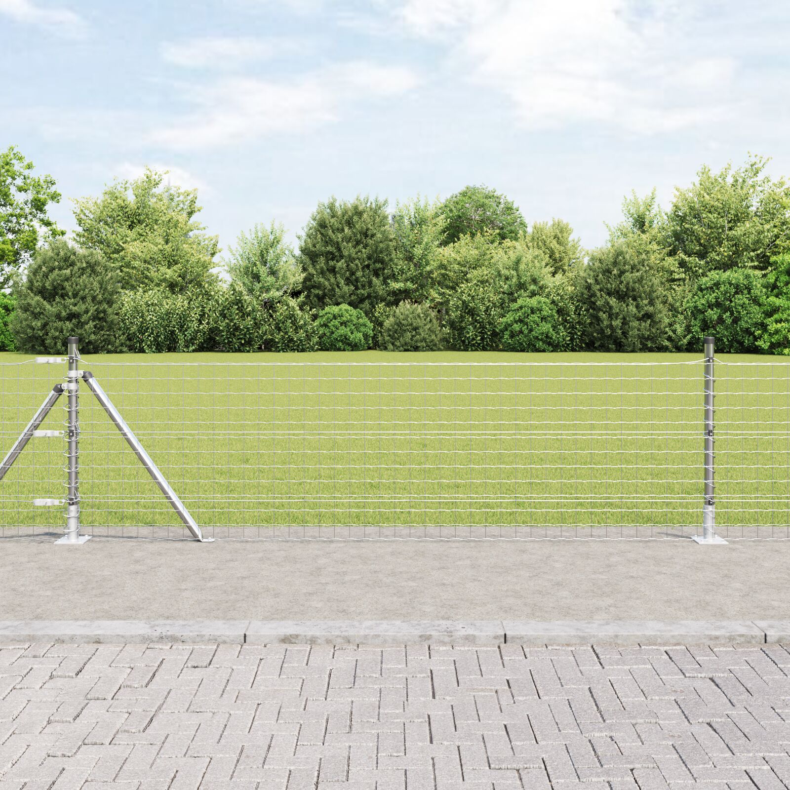 vidaXL Zaunpfähle Set von 52 Verzinkter Stahl 3,2 x 3,2 x 50 cm Robust