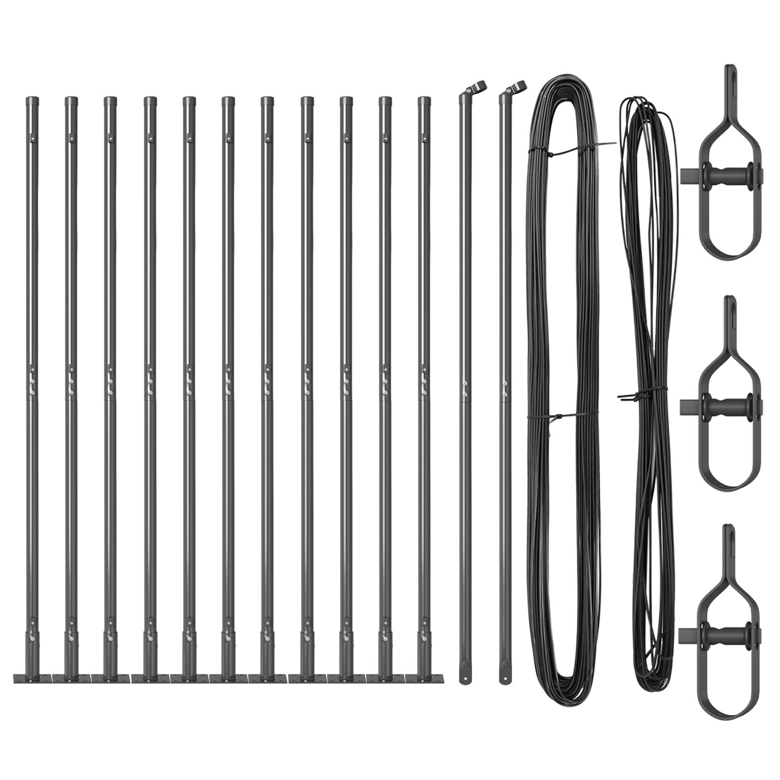 Zaunpfosten mit Basisplatten 13 Stück Ø32mm 68,5cm Verzinkter Stahl