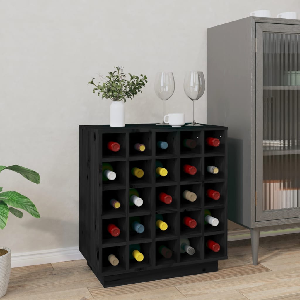 Weinregal Schwarz 55,5x34x61 cm Massivholz Kiefer Weinregal Schwarz 55,5x34x61 cm Massivholz Kiefer