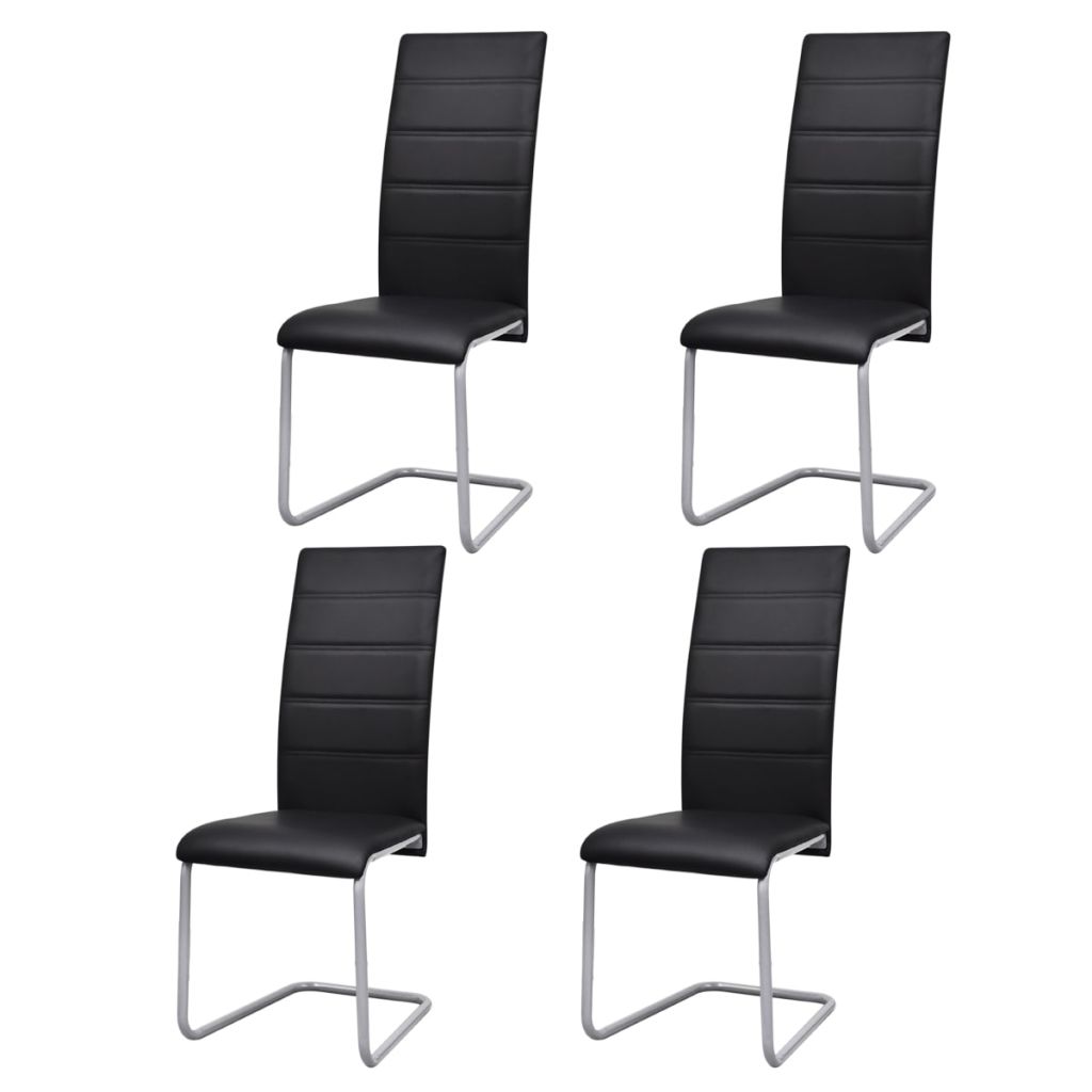 Freischwinger 4 Stk. Schwarz Kunstleder Freischwinger 4 Stk. Schwarz Kunstleder