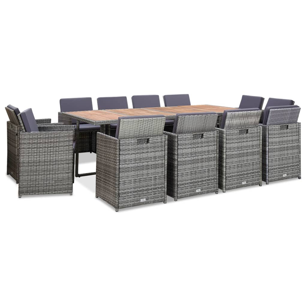 13-tlg. Garten-Essgruppe mit Kissen Poly Rattan Anthrazit 13-tlg. Garten-Essgruppe mit Kissen Poly Rattan Anthrazit