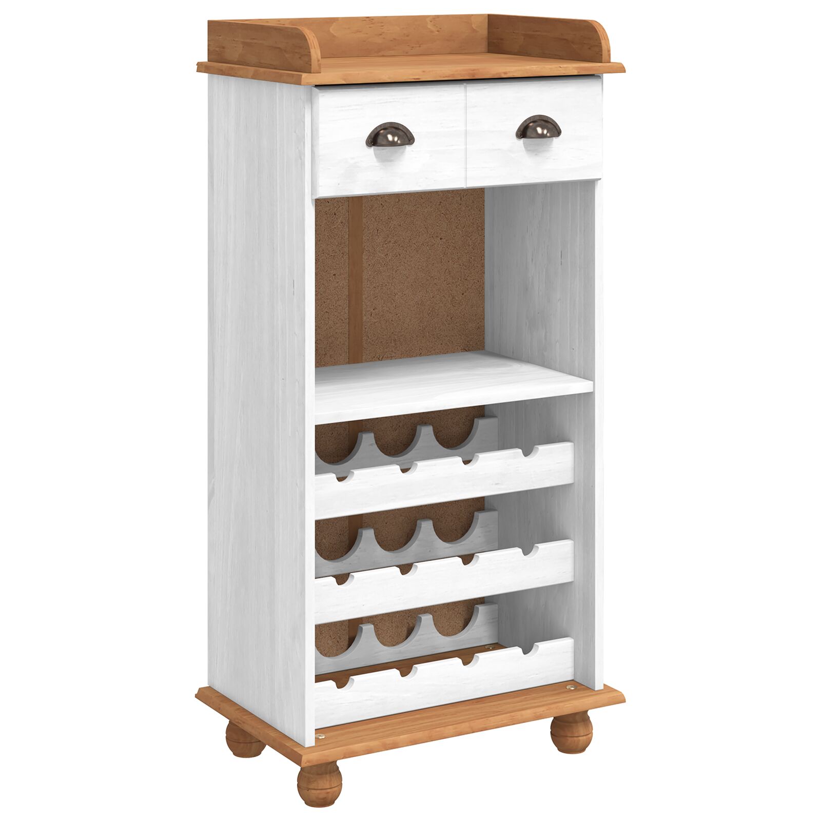 Weinschrank "ASKIM" mit 12 Flaschenhaltern Weiß Massivholz Kiefer Weinschrank "ASKIM" mit 12 Flaschenhaltern Weiß Massivholz Kiefer