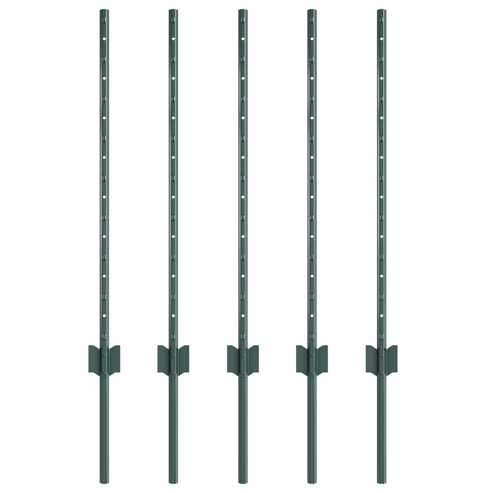 Zaunpfosten 5 Stk U-Kanal Grün 80 cm Stahl