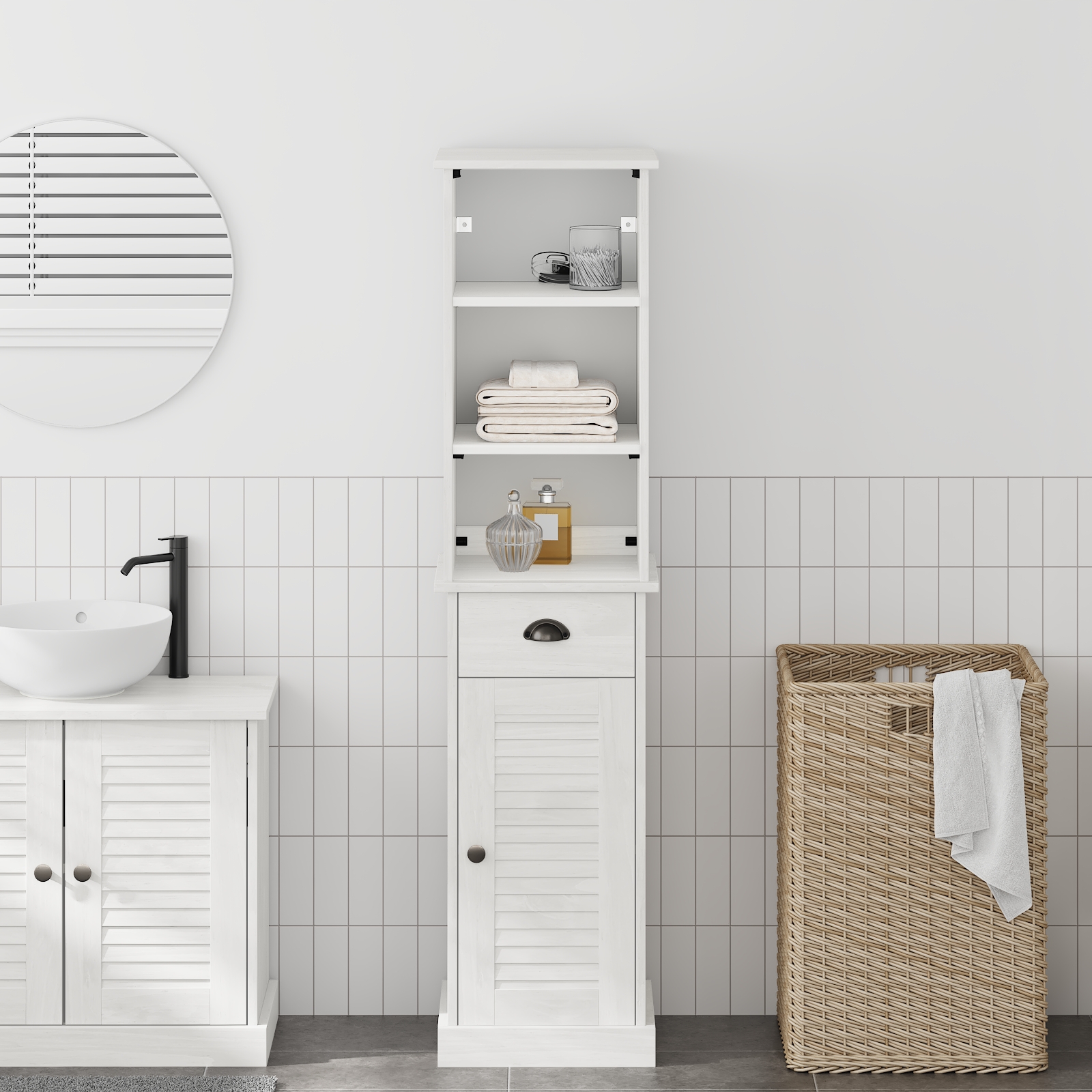 Badezimmermöbel Set 2 pcs Braun und Weiß 37 x 34 x 150 cm