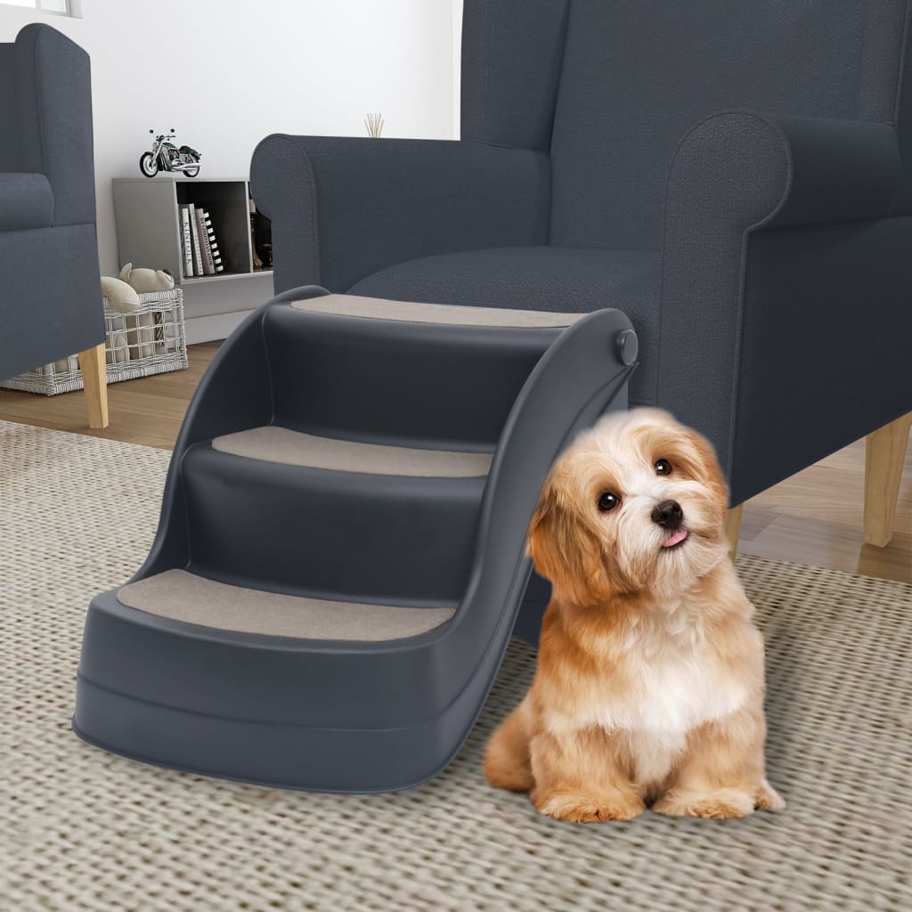 Hundetreppe mit 3 Stufen Klappbar Dunkelgrau Hundetreppe mit 3 Stufen Klappbar Dunkelgrau