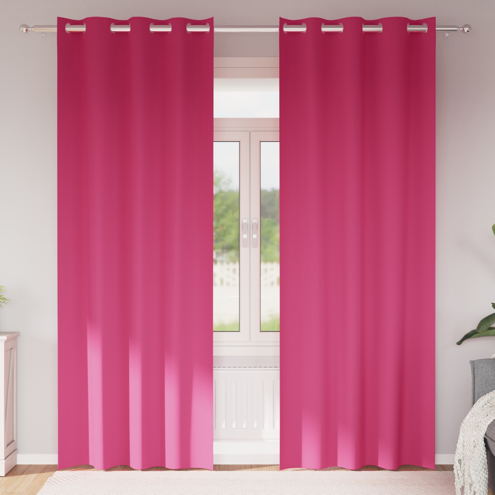 Vorhänge 2 pcs Leuchtendes Pink 245 x 140 cm Polyester Vorhänge 2 pcs Leuchtendes Pink 245 x 140 cm Polyester