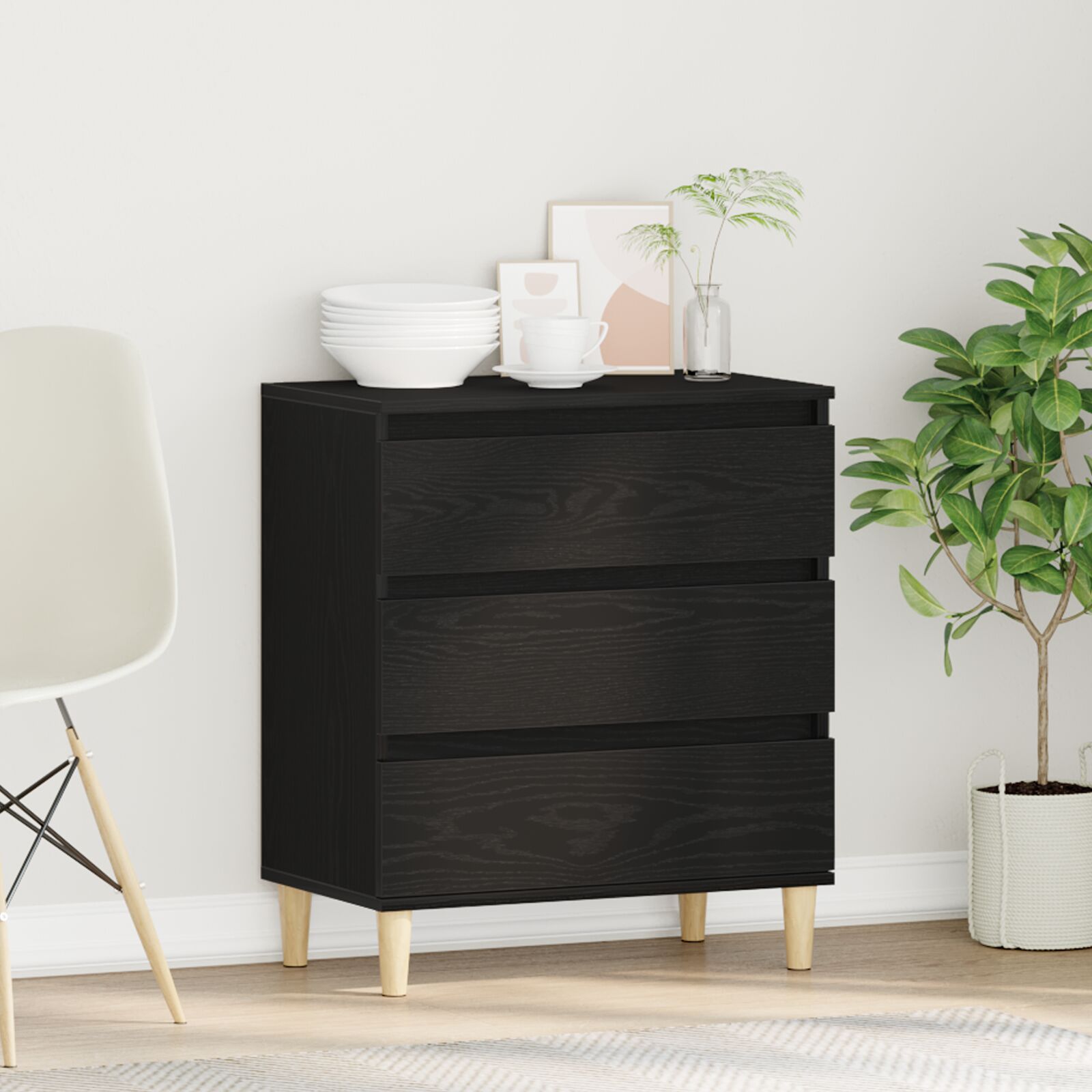 vidaXL Sideboard Schwarze Eiche 60x35x70 cm Holzwerkstoff