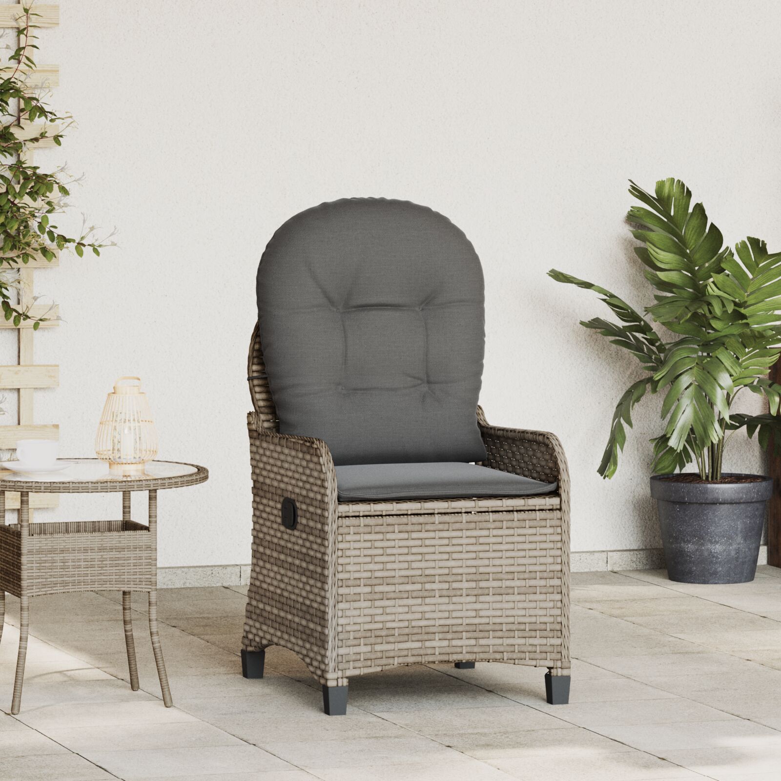 Relaxsessel mit Kissen Grau Poly Rattan