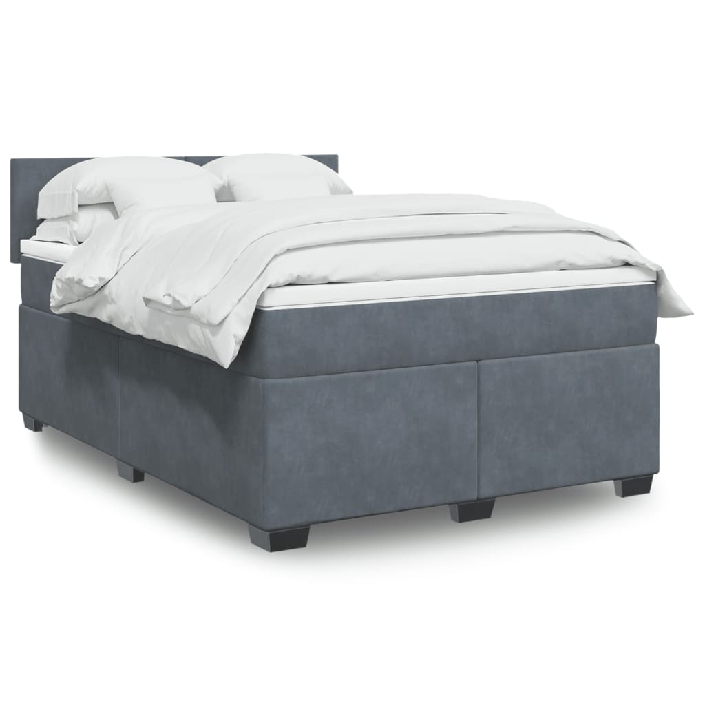 Boxspringbett mit Matratze Dunkelgrau 160x200 cm Samt Boxspringbett mit Matratze Dunkelgrau 160x200 cm Samt