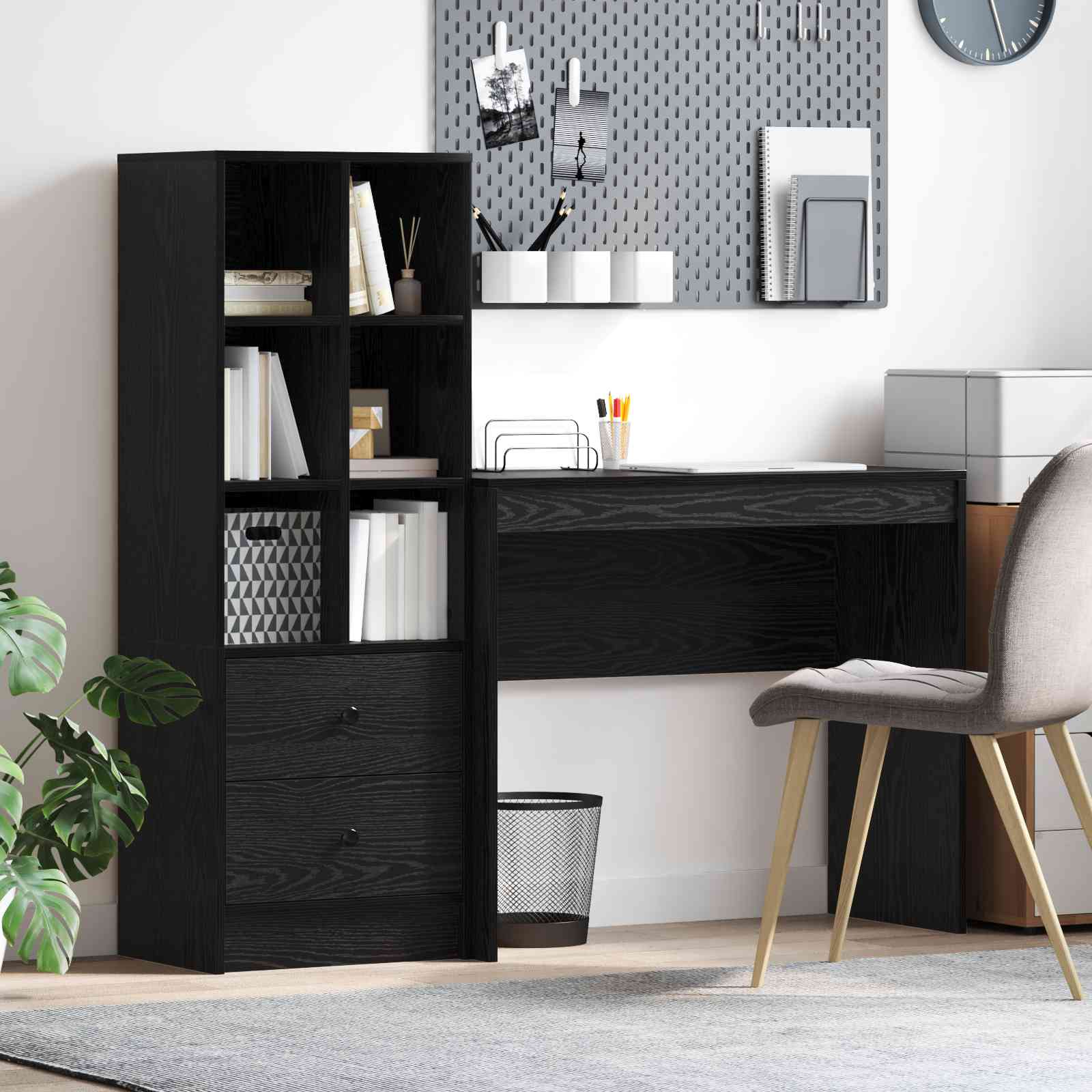 Schreibtisch mit Stauraum Schwarzeiche Holzwerkstoff Schreibtisch mit Stauraum Schwarzeiche Holzwerkstoff