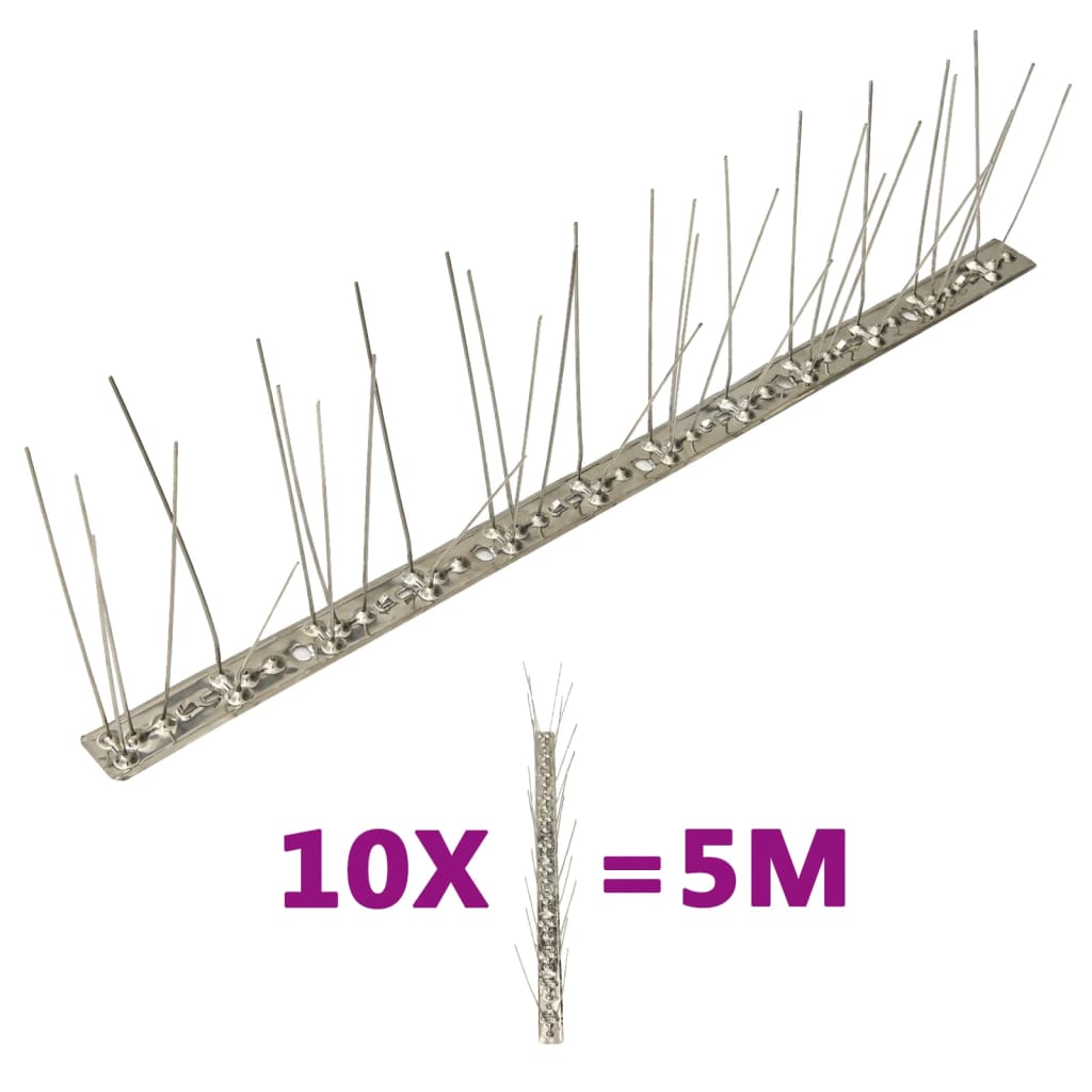 vidaXL 10-tlg. Taubenabwehr Spikes-Set Edelstahl 5 m 5-reihig vidaXL 10-tlg. Taubenabwehr Spikes-Set Edelstahl 5 m 5-reihig
