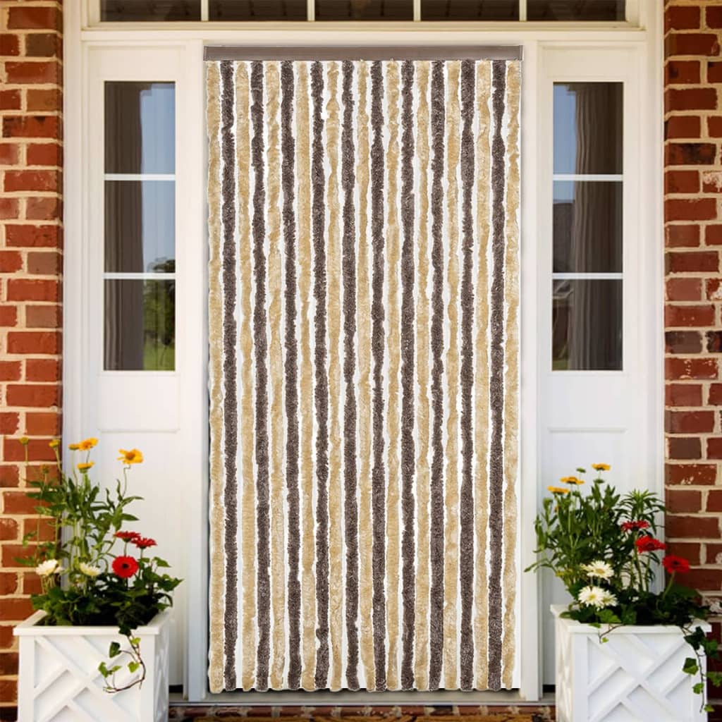 Fliegenvorhang Dunkelbraun und Beige 90x220 cm Chenille