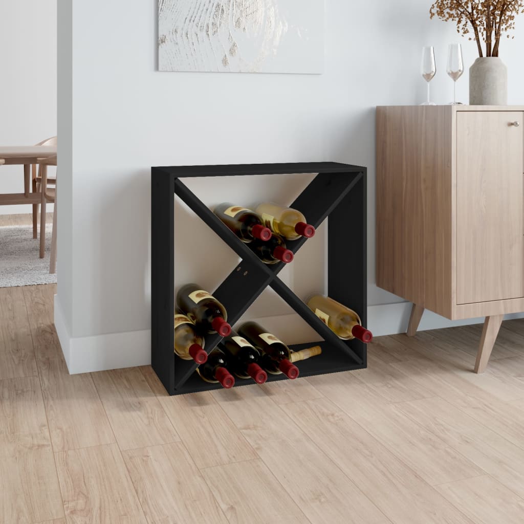 Weinregal Schwarz 62x25x62 cm Massivholz Kiefer Weinregal Schwarz 62x25x62 cm Massivholz Kiefer