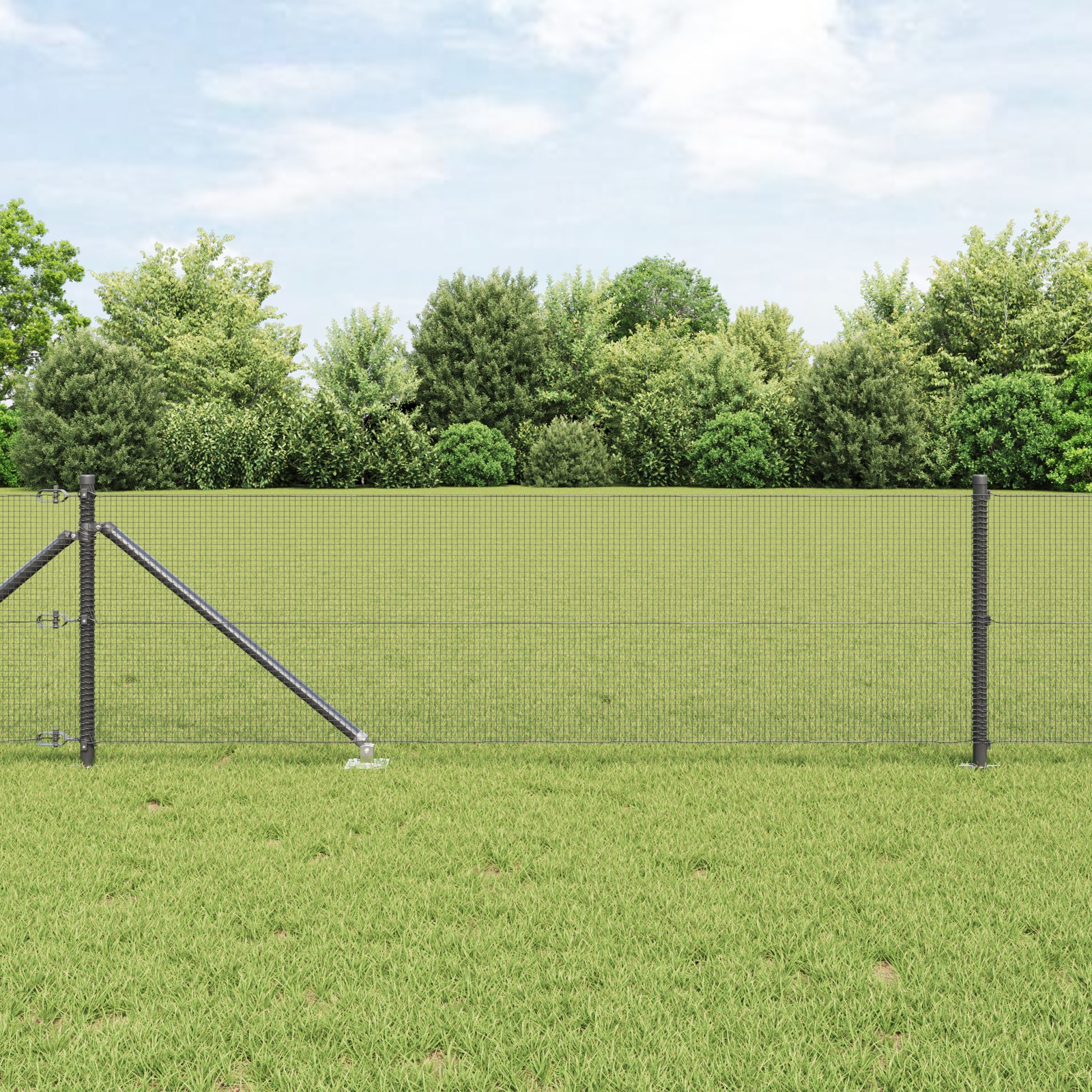 Schweißdrahtzaun mit 13 Spike-Posten Grau 0,8x25 m Stahl Schweißdrahtzaun mit 13 Spike-Posten Grau 0,8x25 m Stahl