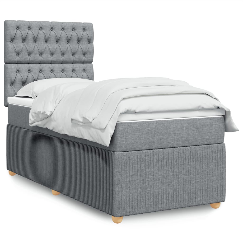 Boxspringbett mit Matratze Hellgrau 100x200 cm Stoff Boxspringbett mit Matratze Hellgrau 100x200 cm Stoff