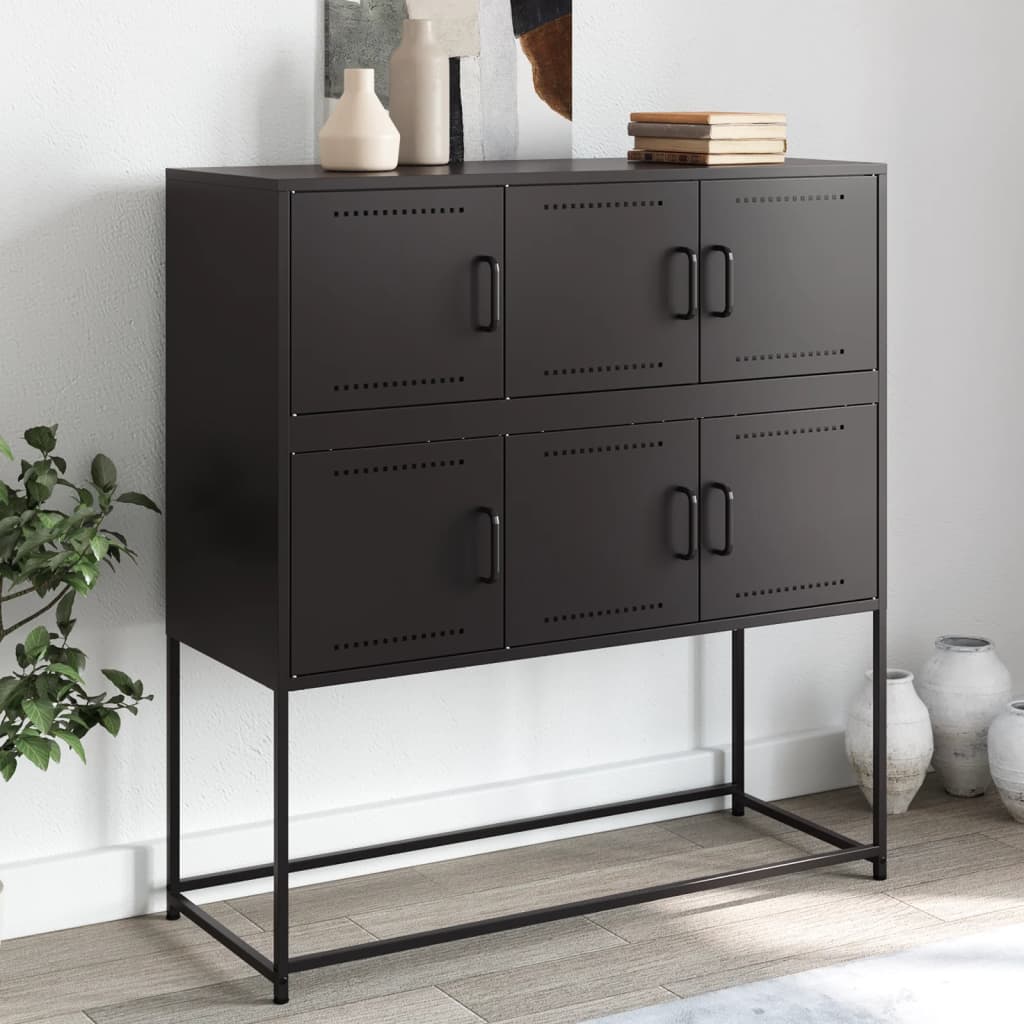 Sideboard Schwarz 100,5x39x107 cm Kaltgewalzter Stahl